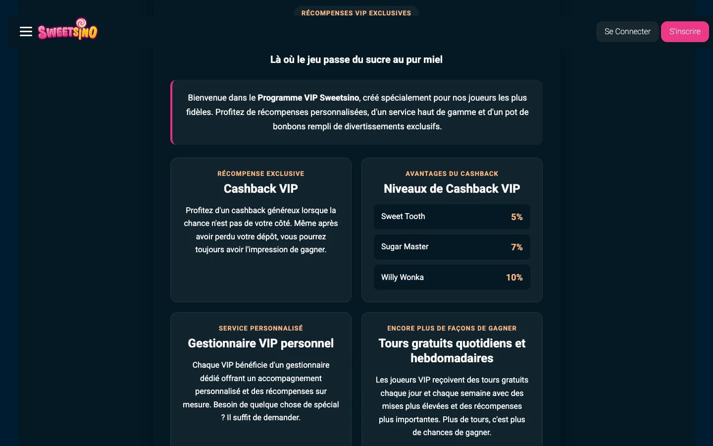 Programme VIP et cashback