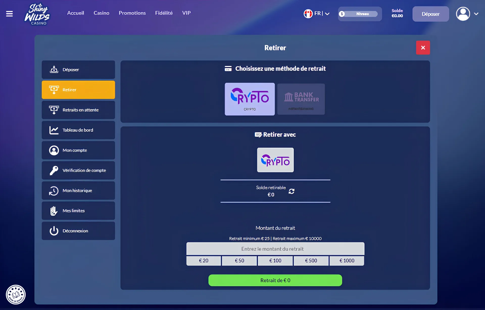 withdrawal method