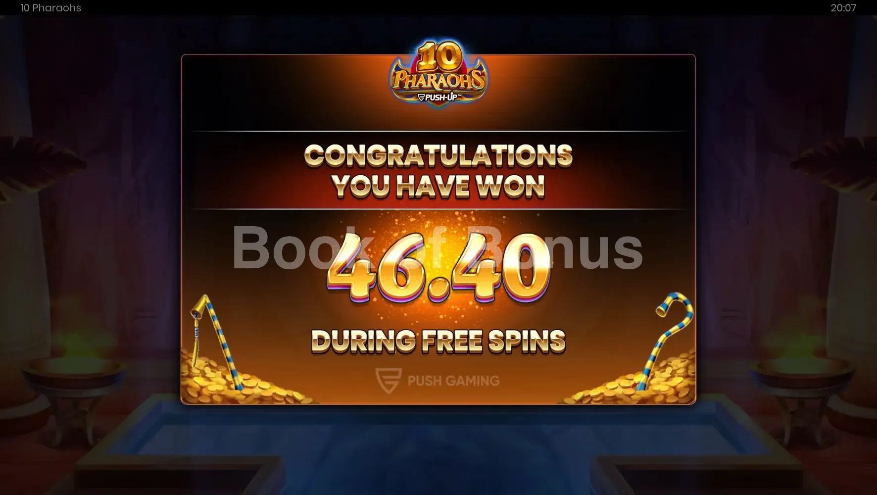 10 Pharaohs par Push Gaming - gros gain