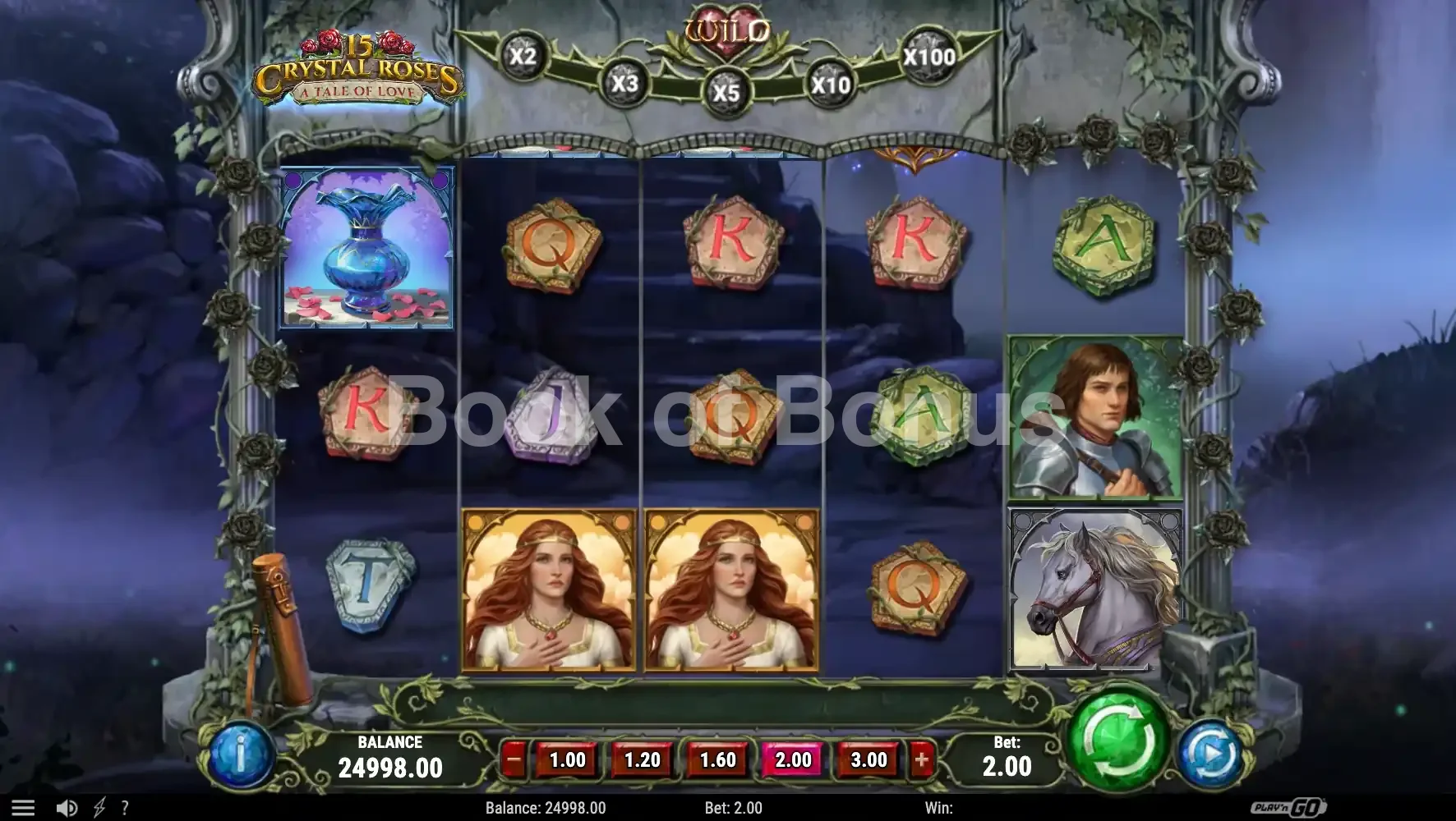 15 Crystal Roses A Tale of Love par Play'n GO - jeu de base et disposition des rouleaux