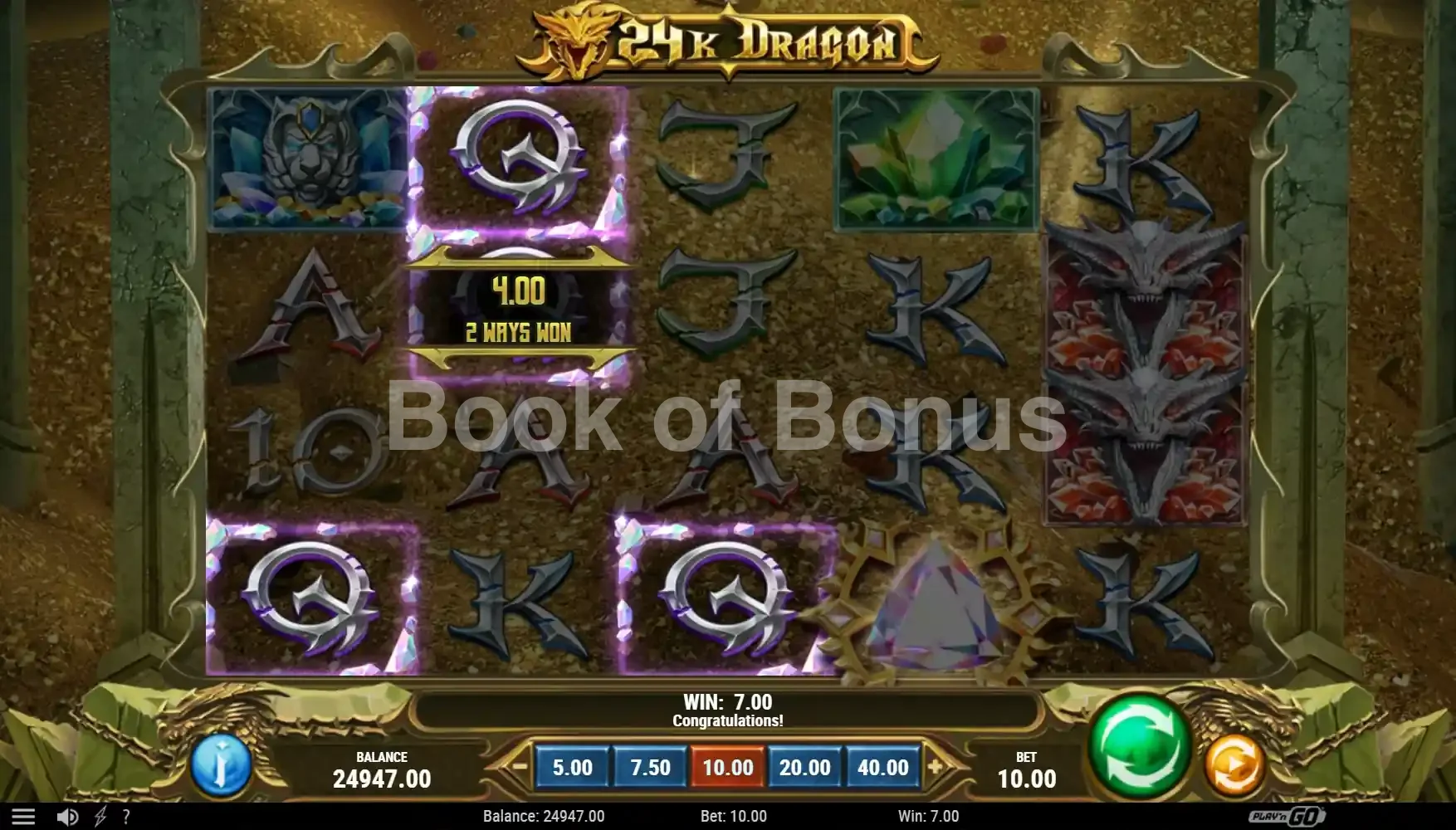 Résultat de spin 24K Dragon