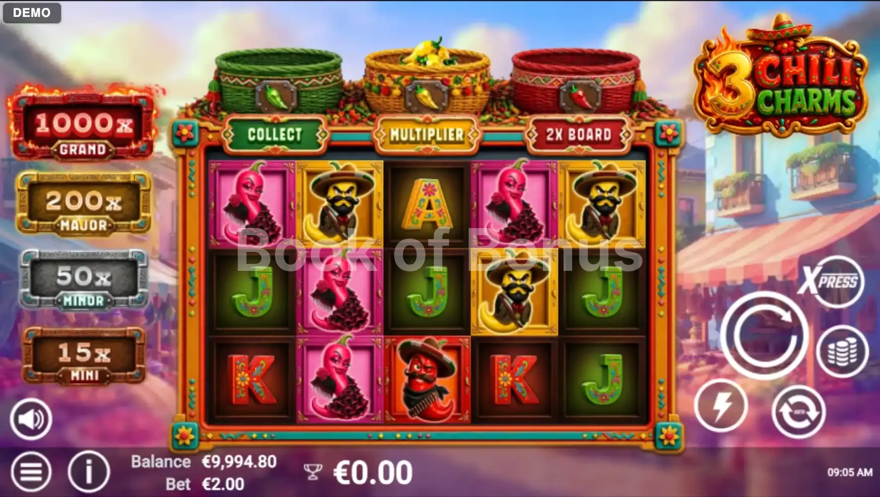 3 Chili Charms par Avatar UX - jeu de base et disposition des rouleaux