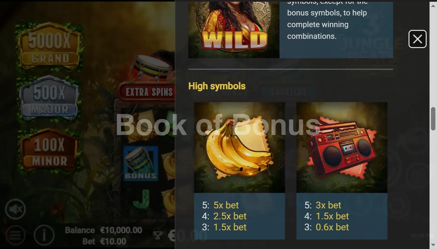 Table des gains 3 Jungle Beats