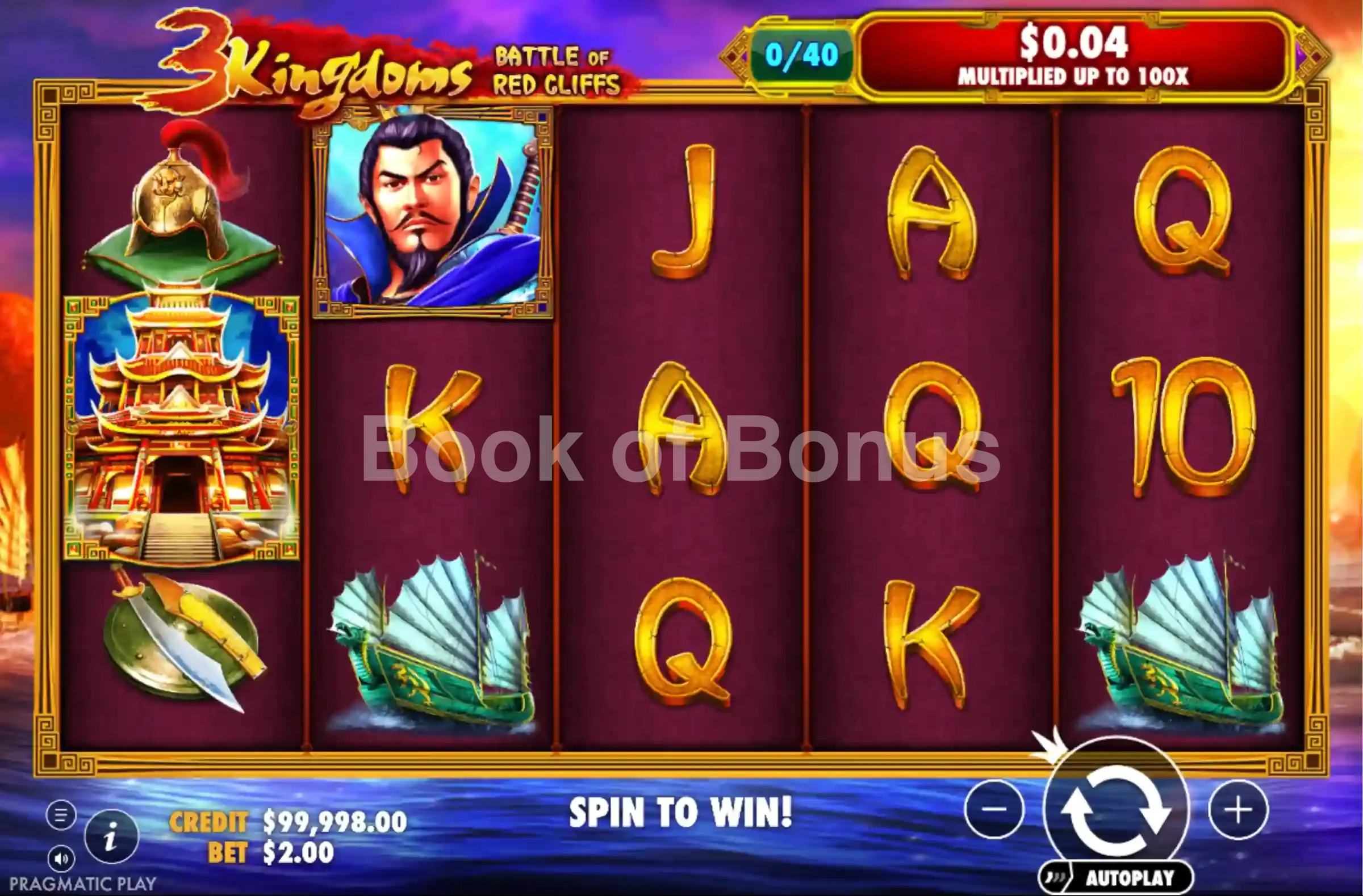 3 Kingdoms Battle of Red Cliffs par Pragmatic Play - jeu de base et disposition des rouleaux