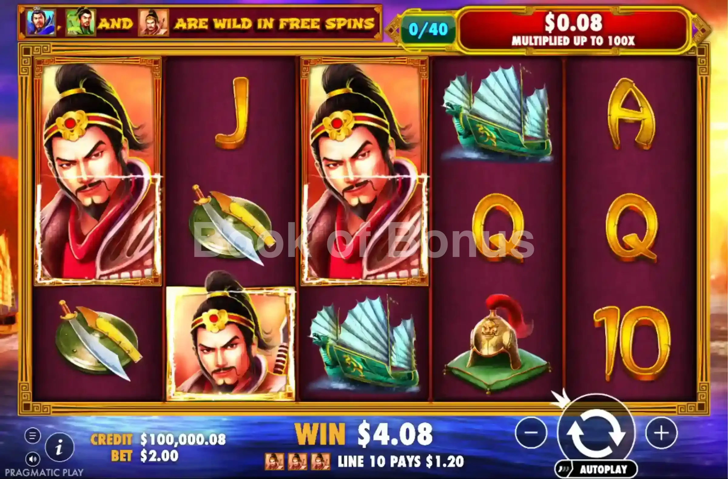 3 Kingdoms Battle of Red Cliffs par Pragmatic Play - gros gain