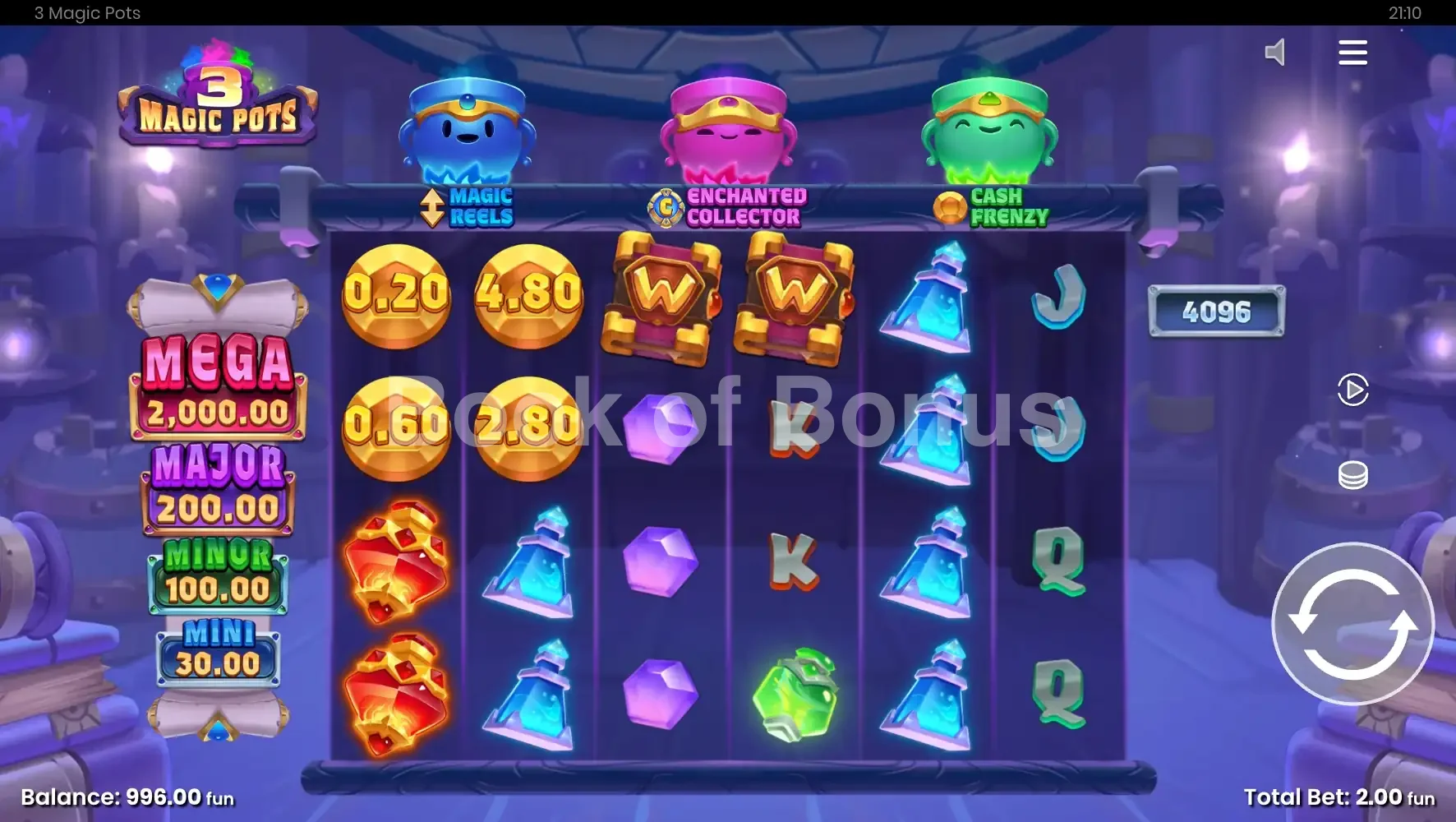 3 Magic Pots par Push Gaming - base game 2
