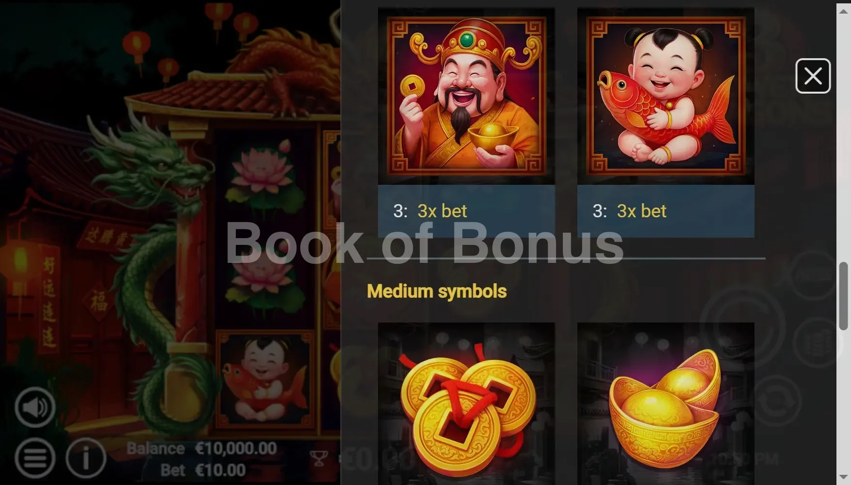 3 Power Dragons par Avatar UX - table des gains et valeurs des symboles