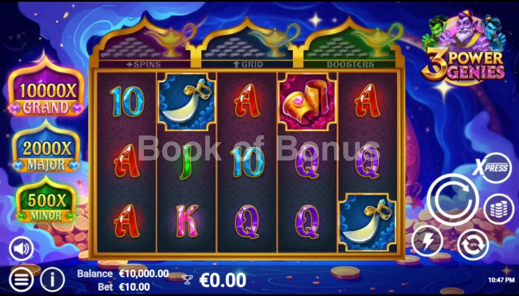 3 Power Genies par Avatar UX - jeu de base et disposition des rouleaux