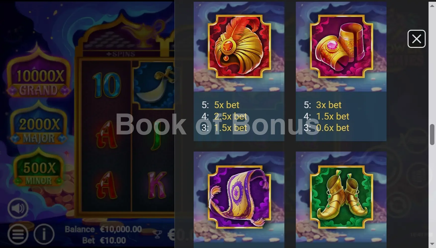 3 Power Genies par Avatar UX - table des gains et valeurs des symboles