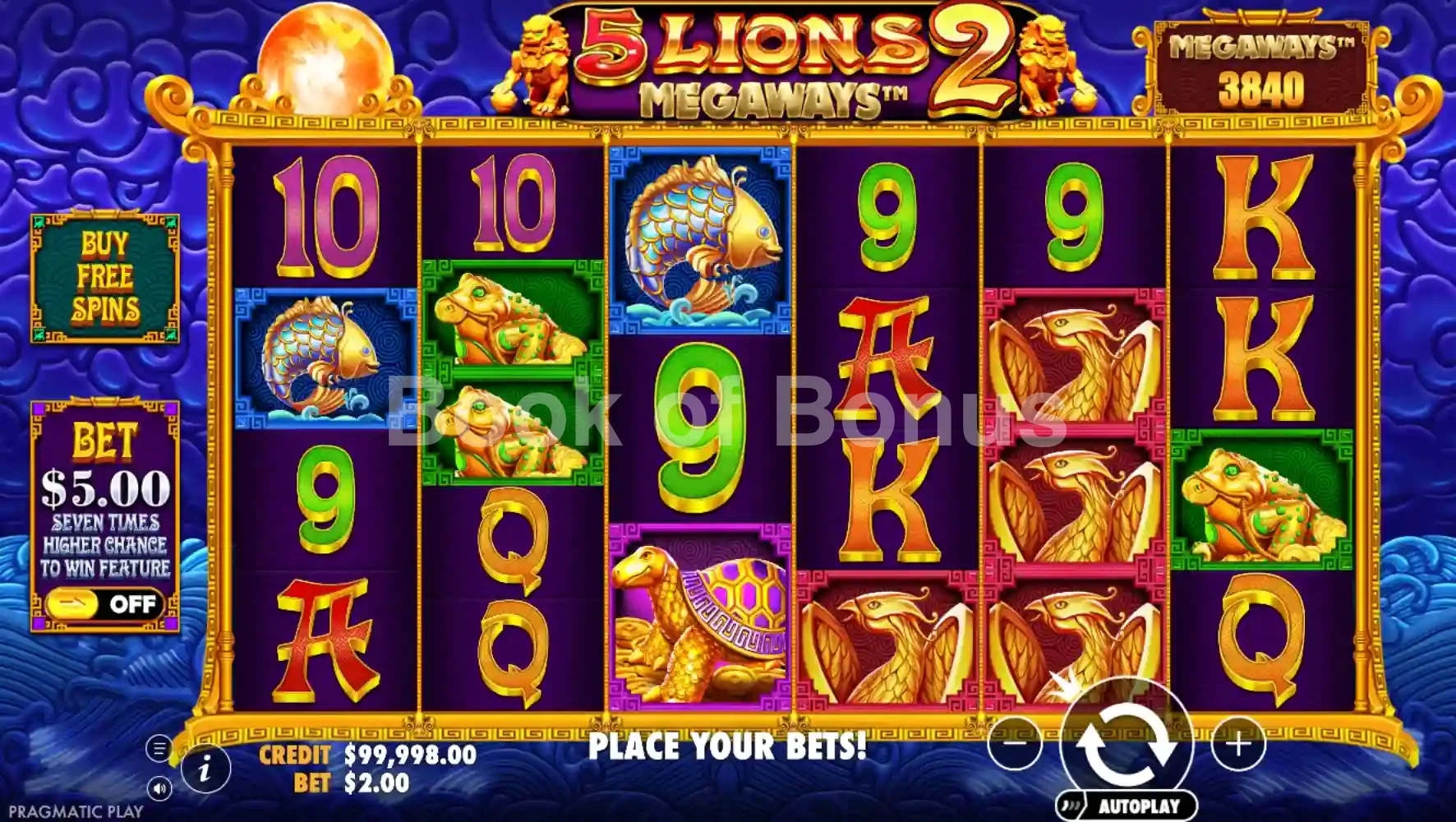 Jeu de base 5 Lions Megaways 2