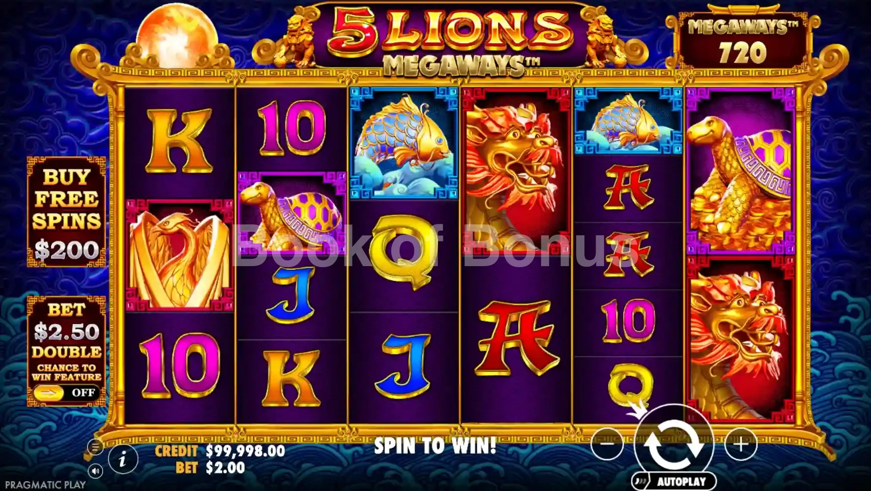 Jeu de base 5 Lions Megaways