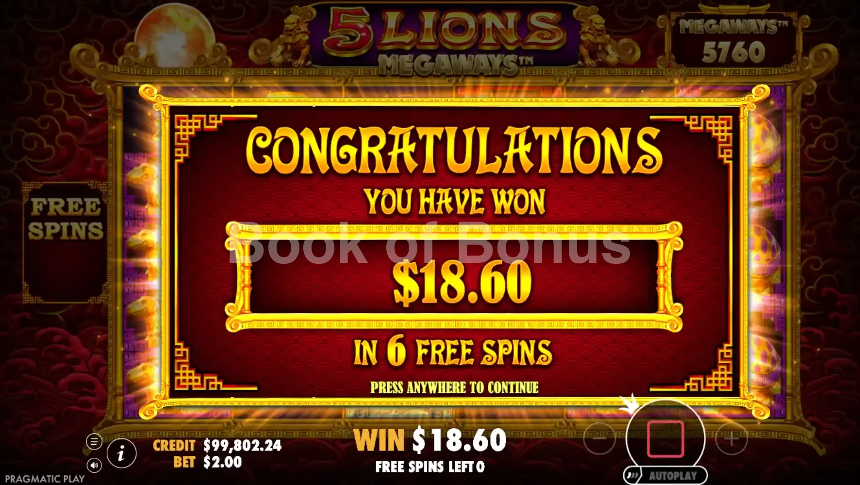 Gros gain 5 Lions Megaways