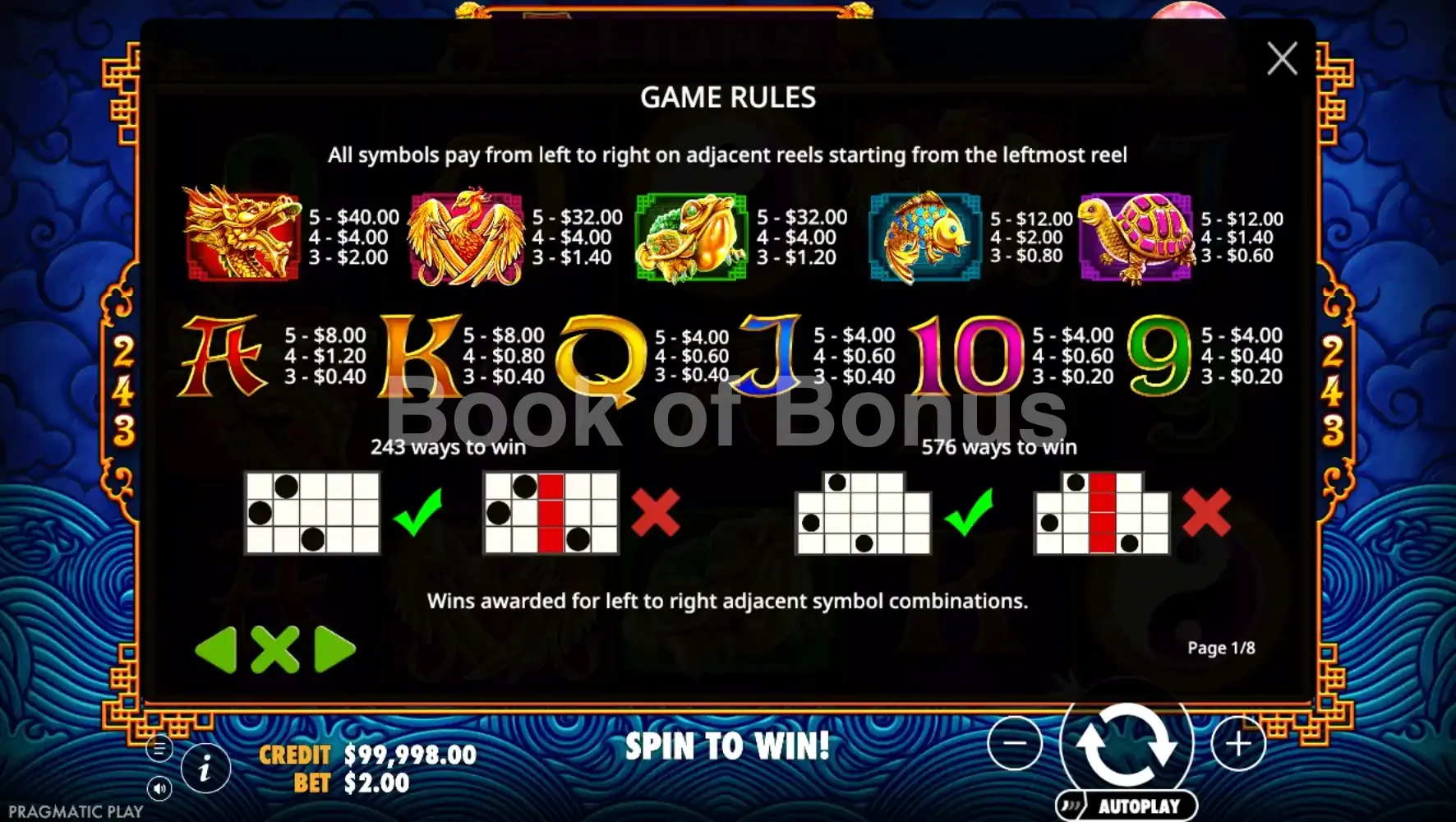 5 Lions par Pragmatic Play - table des gains et valeurs des symboles