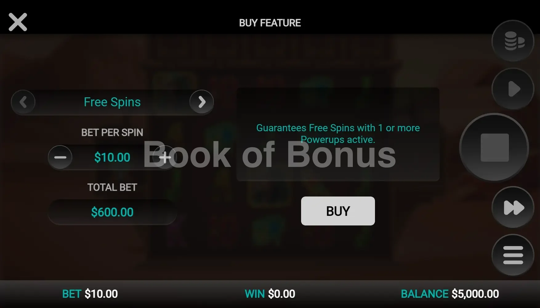 Achat de bonus 5 Tombs of Fortune