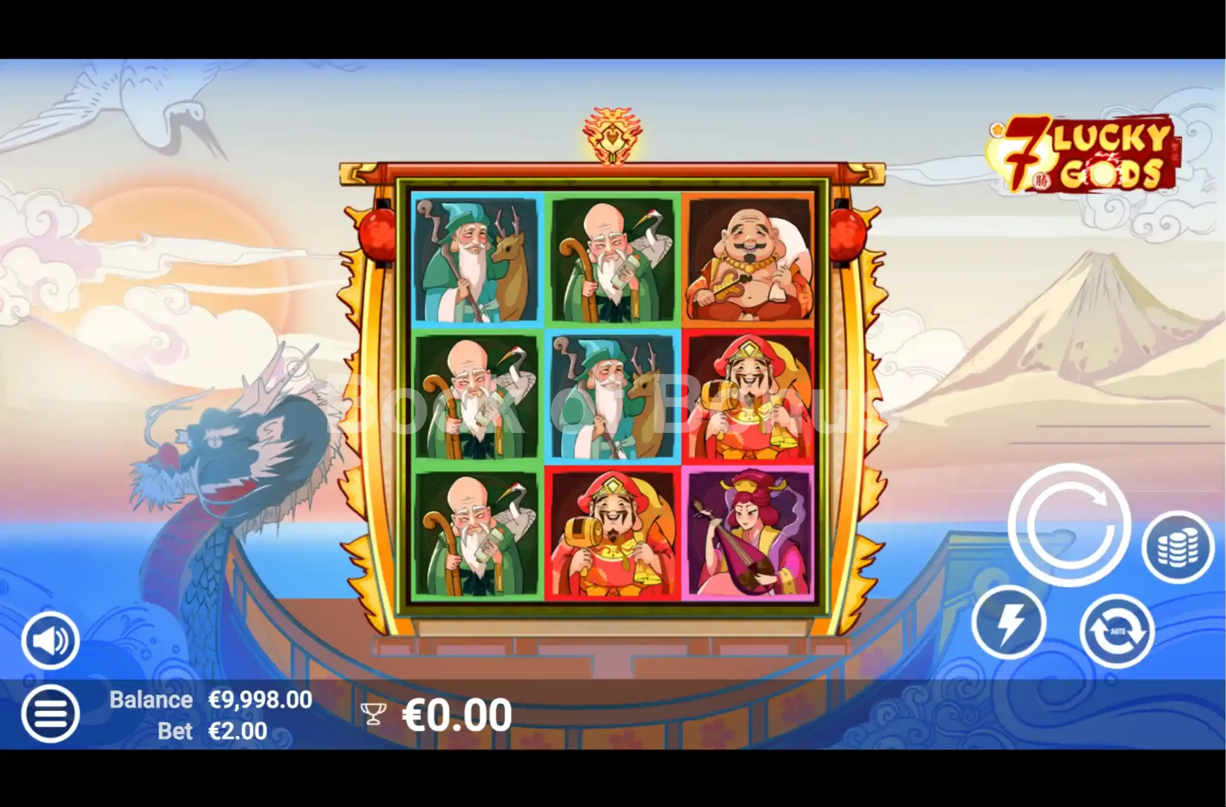 7 Lucky Gods par Avatar UX - jeu de base et disposition des rouleaux