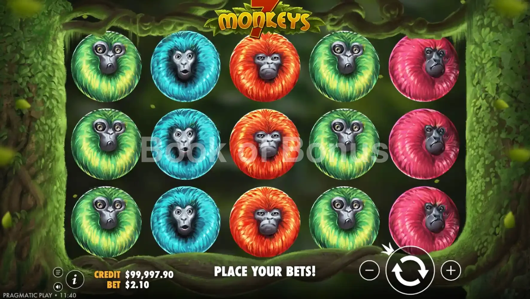 7 Monkeys par Pragmatic Play - jeu de base et disposition des rouleaux