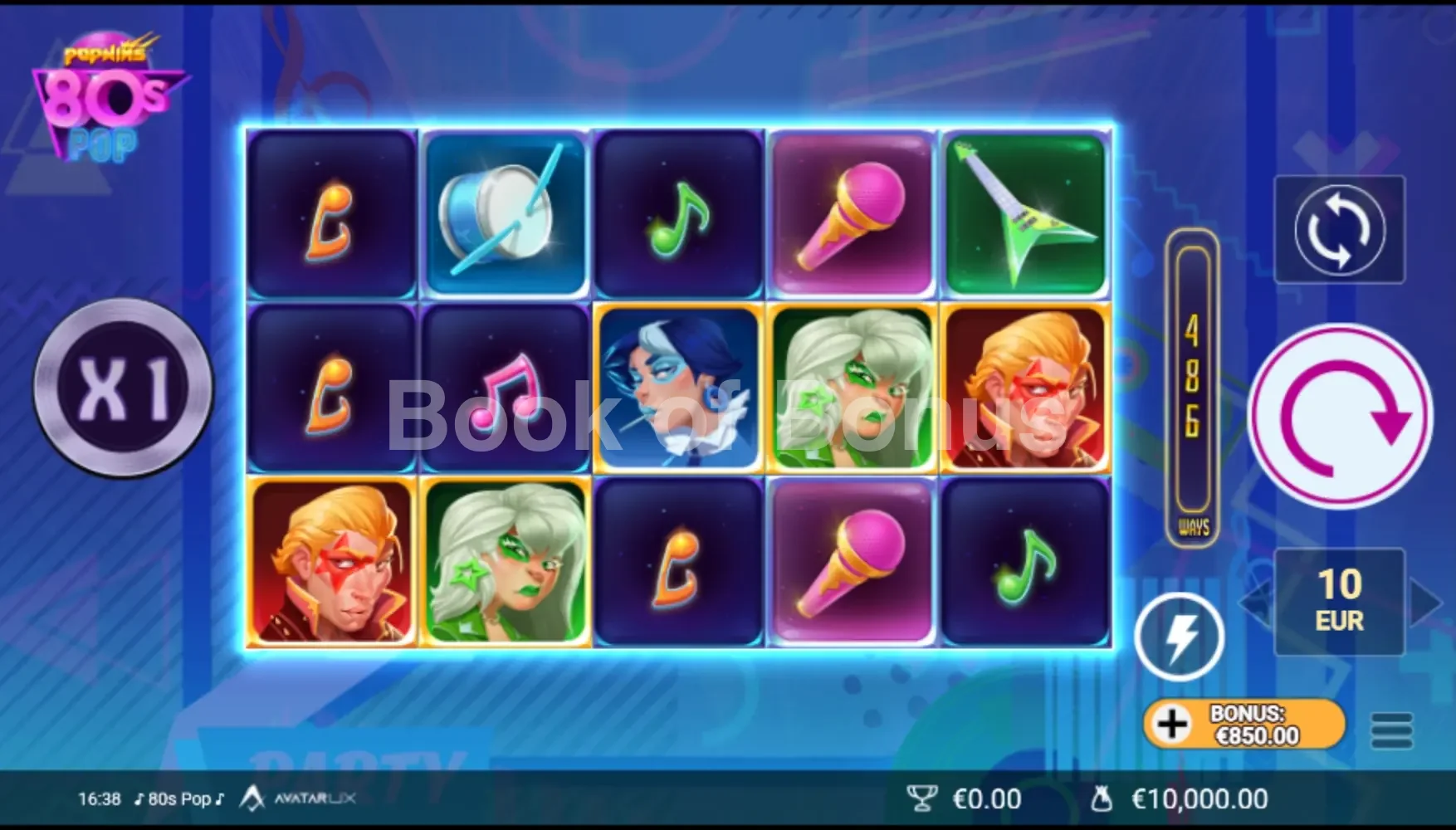 80sPop par Avatar UX - jeu de base et disposition des rouleaux