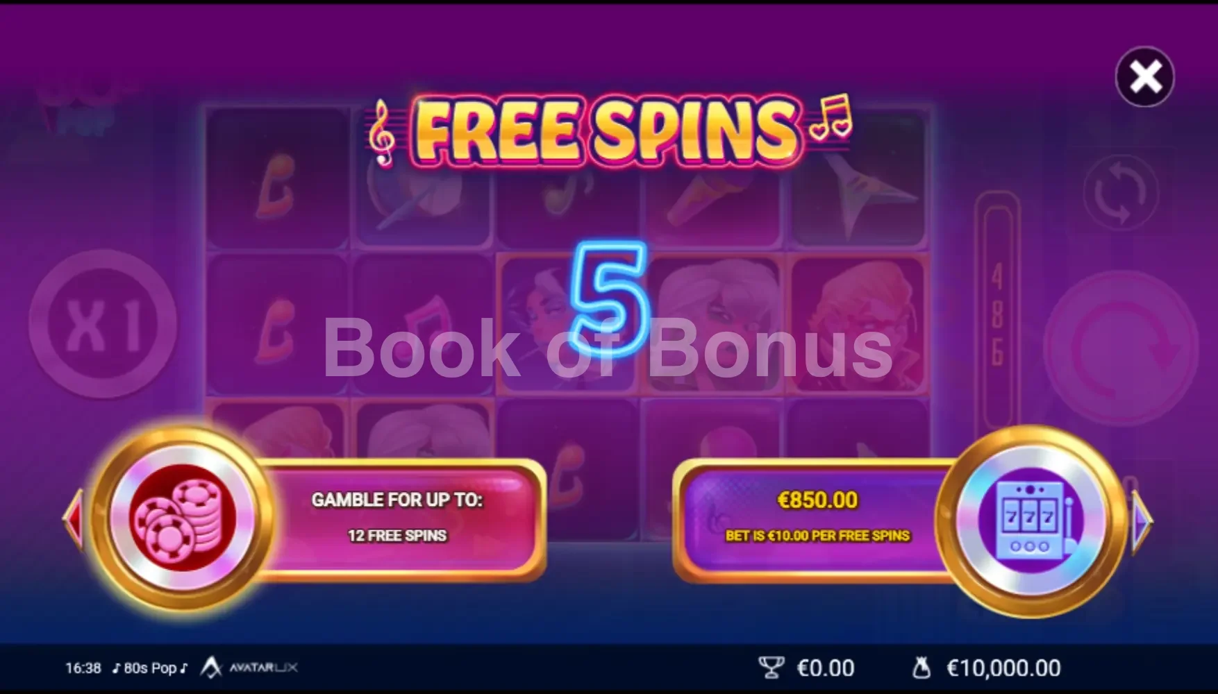 80sPop par Avatar UX - menu d'achat de bonus et options