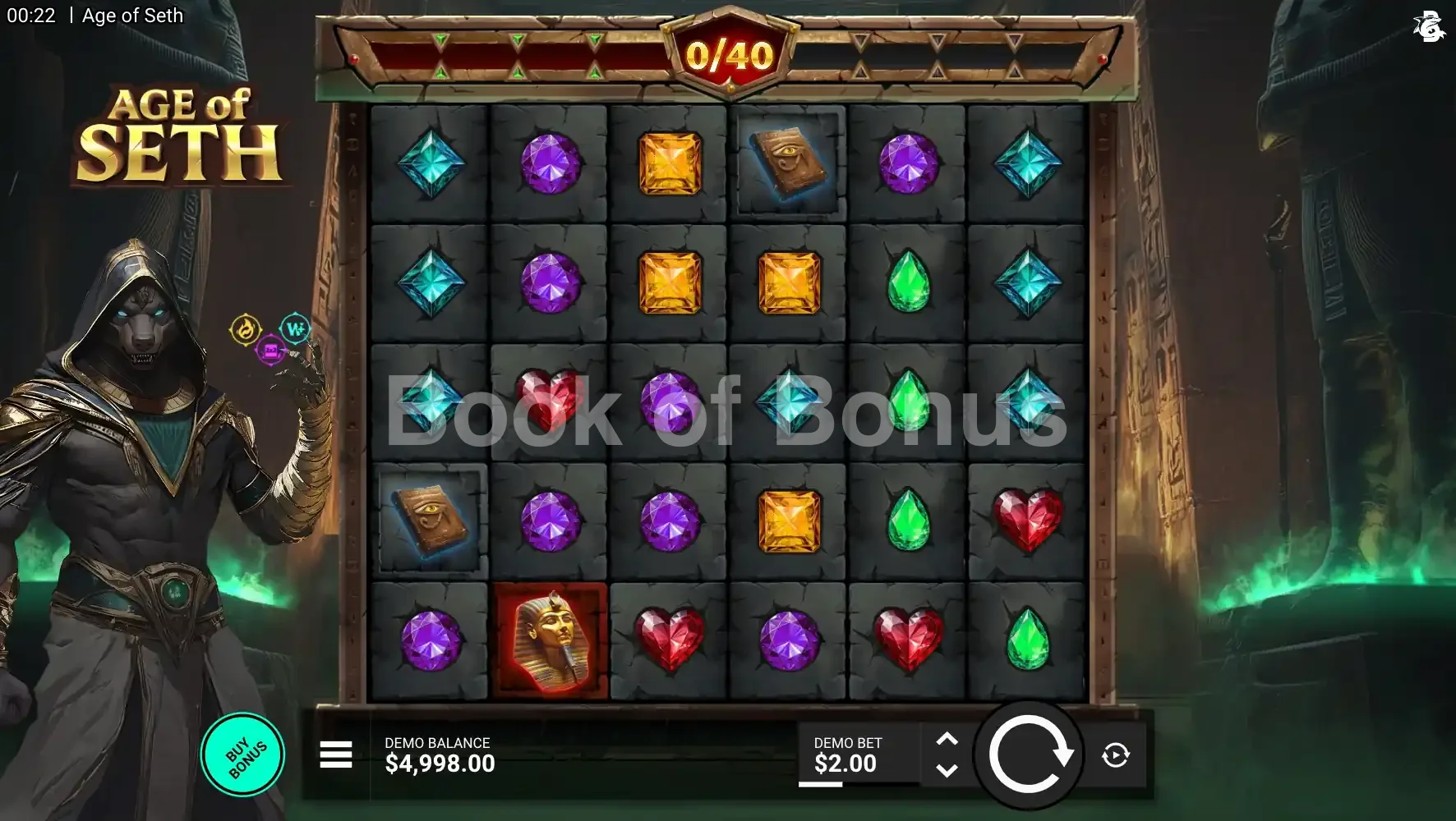 Age Of Seth par Hacksaw Gaming - jeu de base et disposition des rouleaux