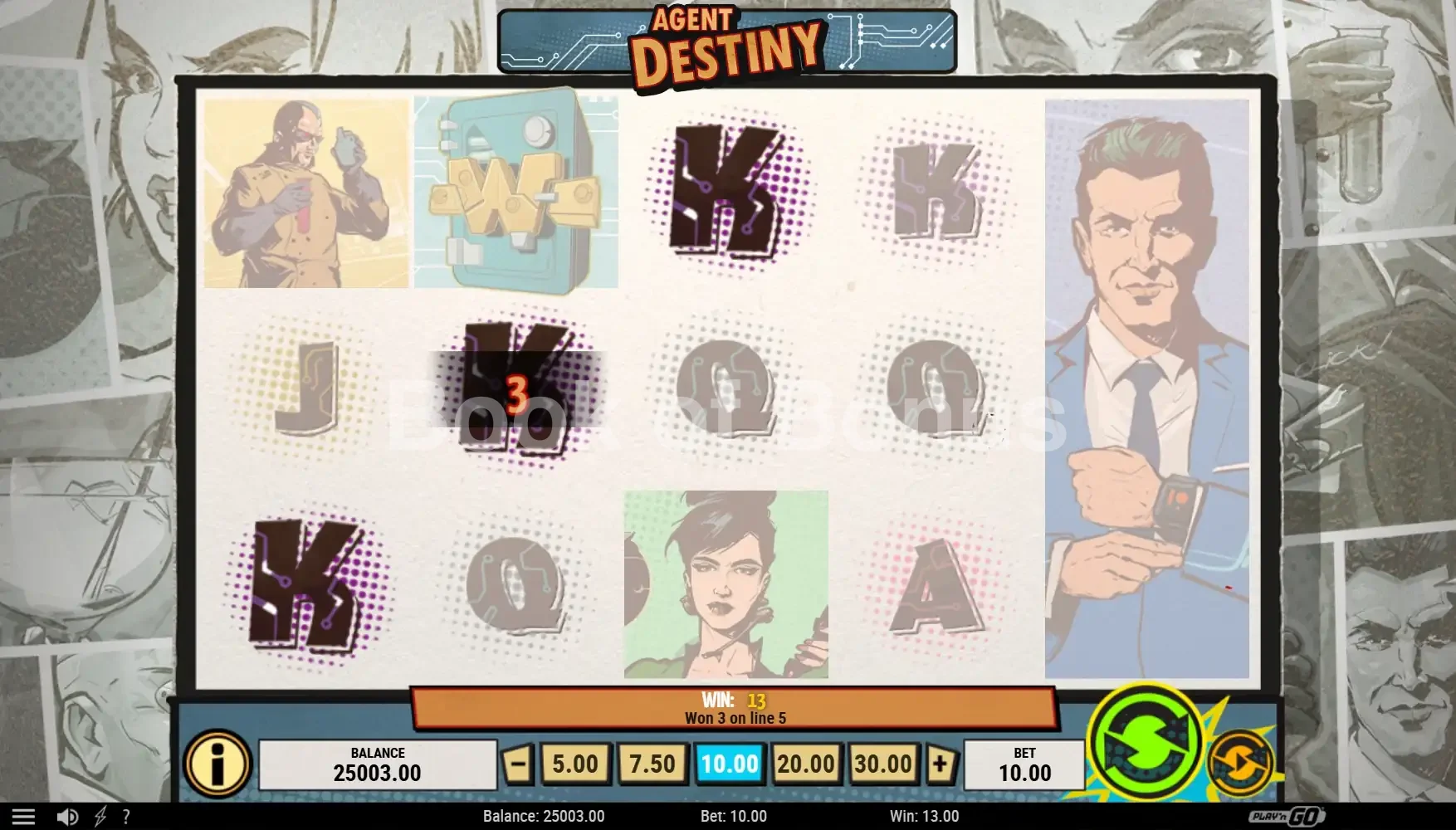 Agent Destiny par Play'n GO - spin result