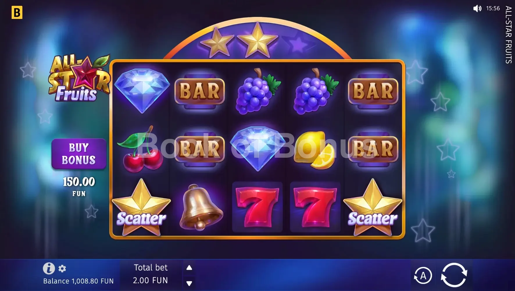 All Star Fruits par BGaming - jeu de base et disposition des rouleaux