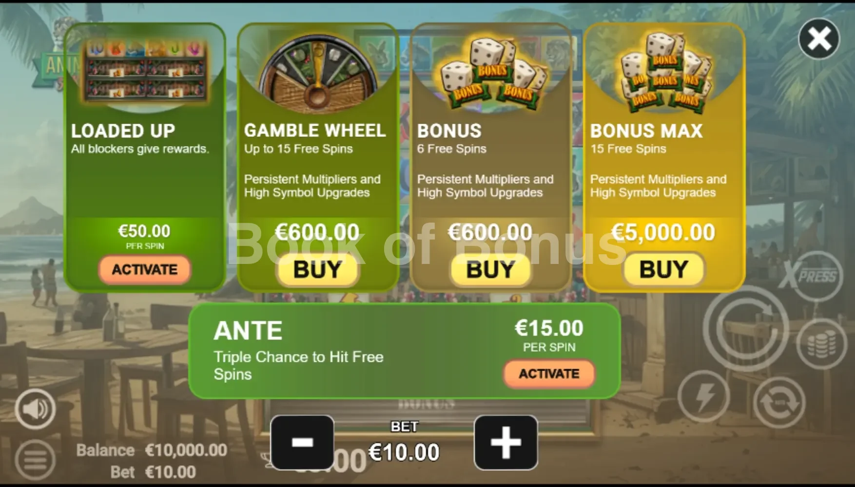 Achat de bonus Animals Strike