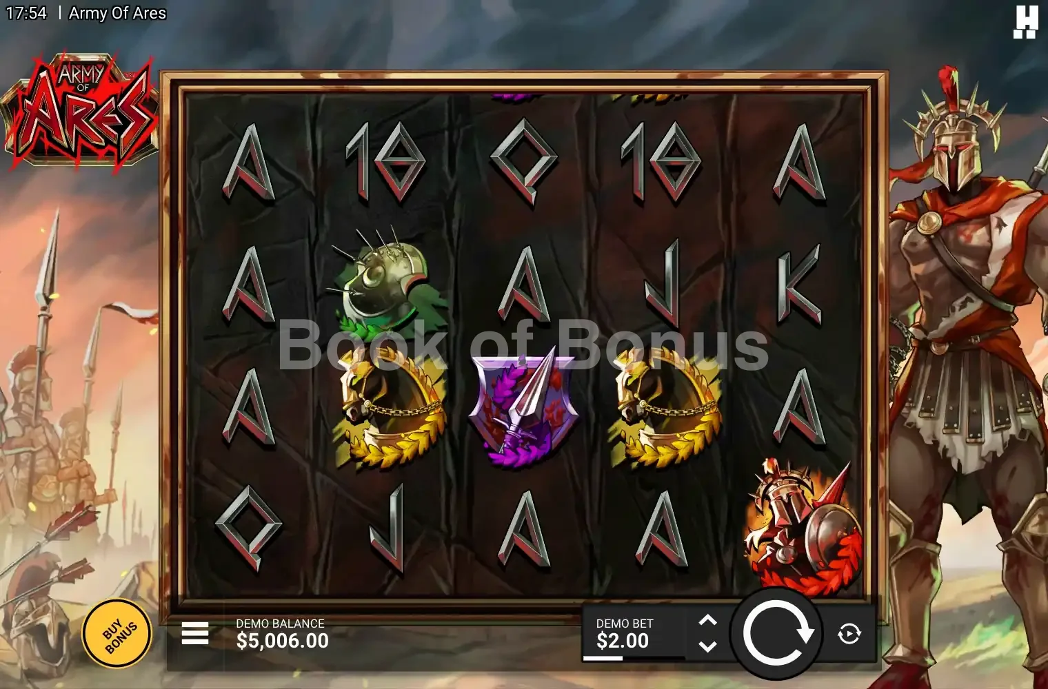 Army of Ares par Hacksaw Gaming - jeu de base et disposition des rouleaux
