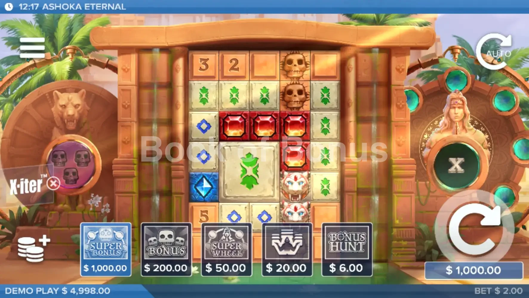 Ashoka Eternal par ELK Studios - menu d'achat de bonus et options