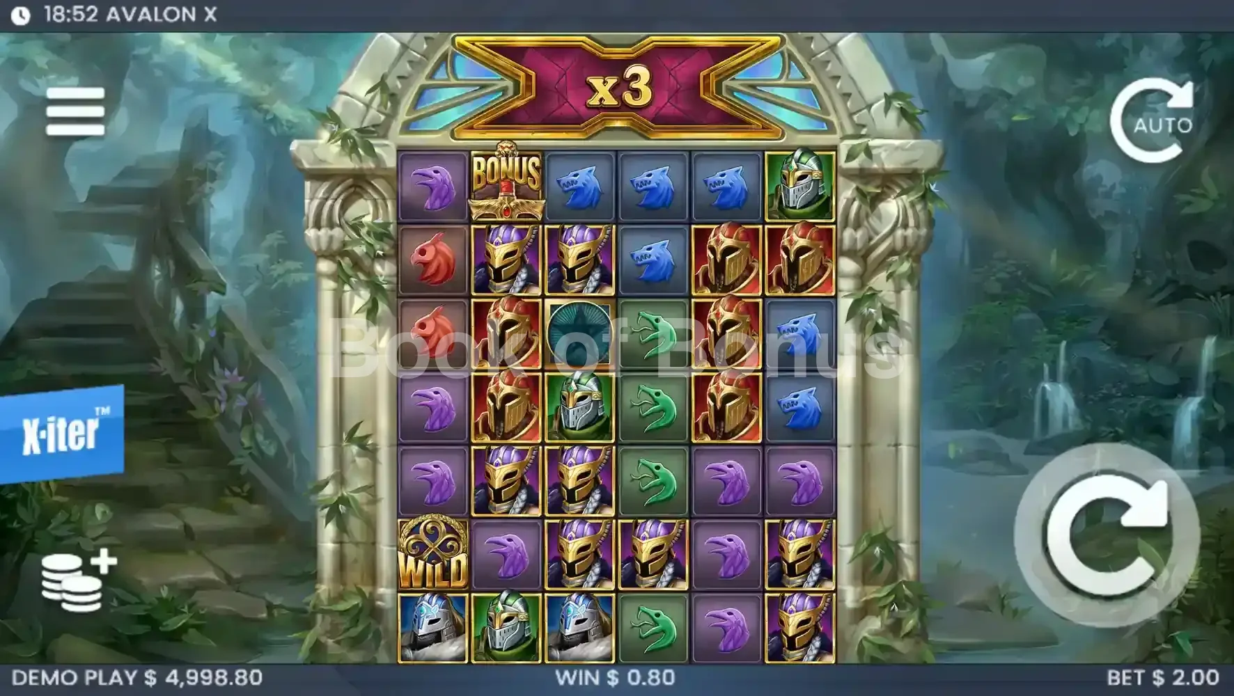 Avalon X par ELK Studios - jeu de base et disposition des rouleaux