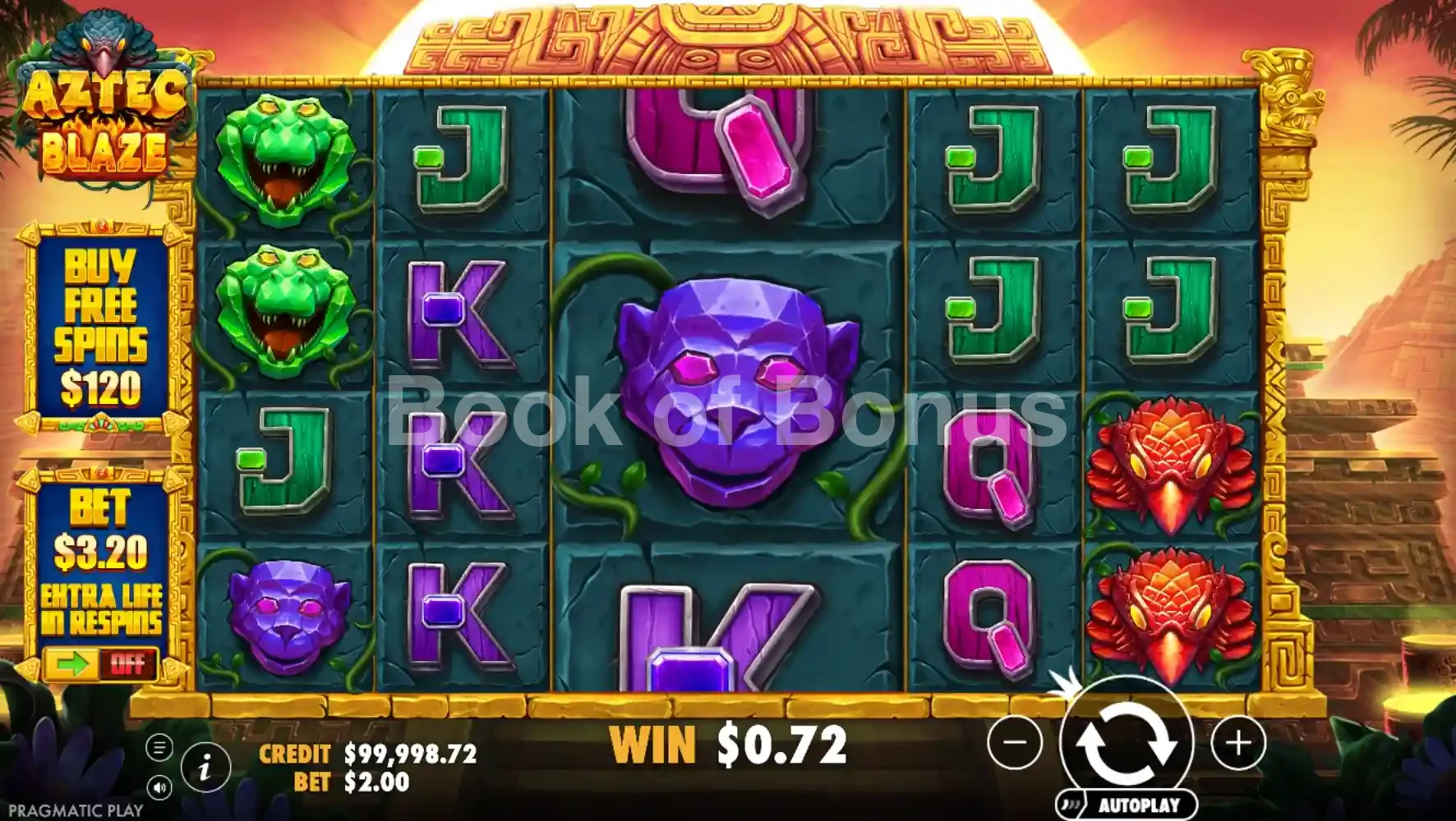 Aztec Blaze par Pragmatic Play - jeu de base et disposition des rouleaux