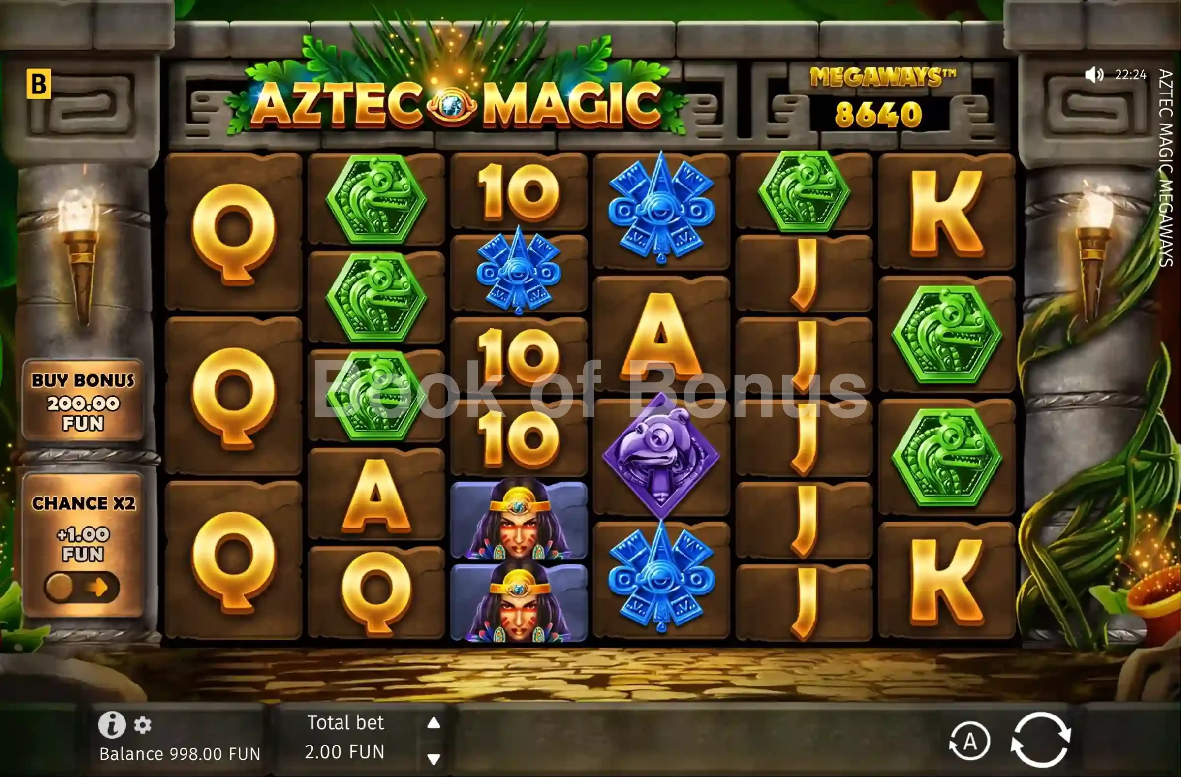 Aztec Magic Megaways par BGaming - jeu de base et disposition des rouleaux
