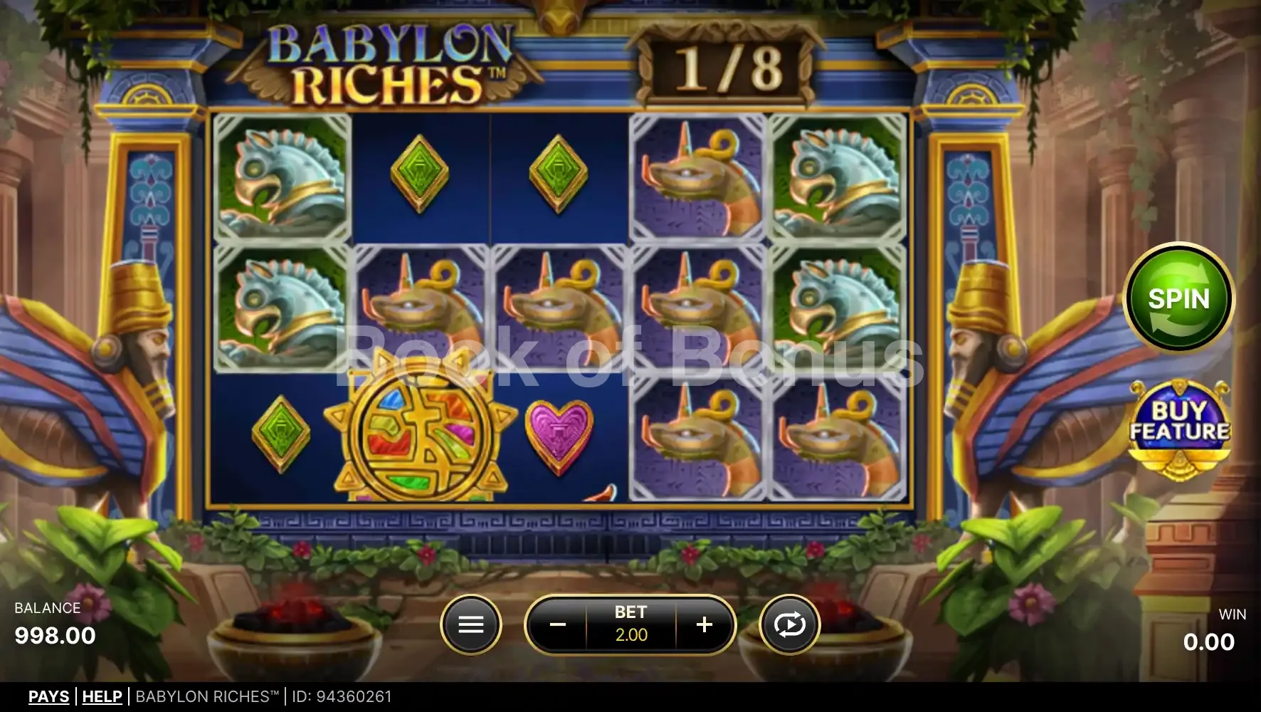 Babylon Riches par NetEnt - jeu de base et disposition des rouleaux