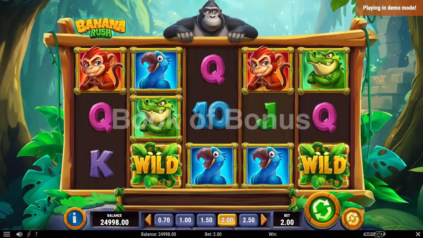 Banana Rush par Play'n GO - jeu de base et disposition des rouleaux
