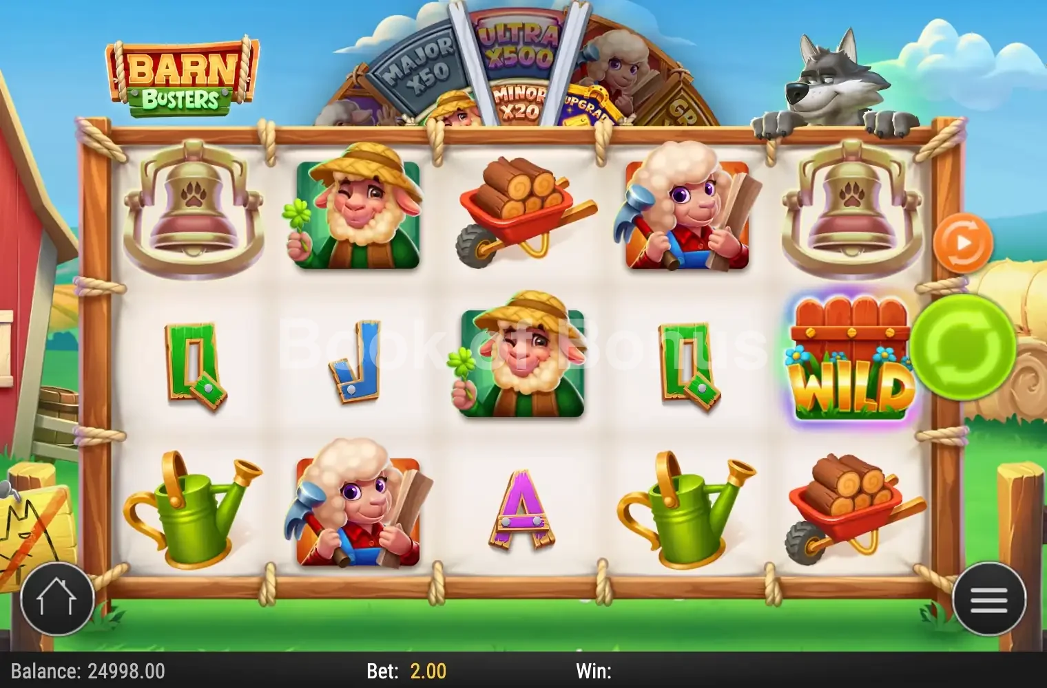 Barn Busters par Play'n GO - jeu de base et disposition des rouleaux