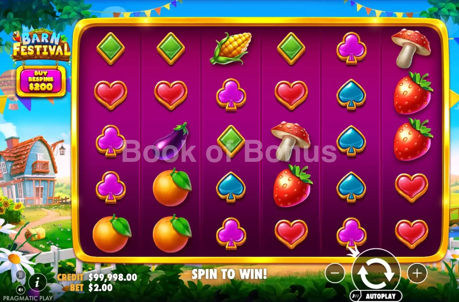 Barn Festival par Pragmatic Play - jeu de base et disposition des rouleaux