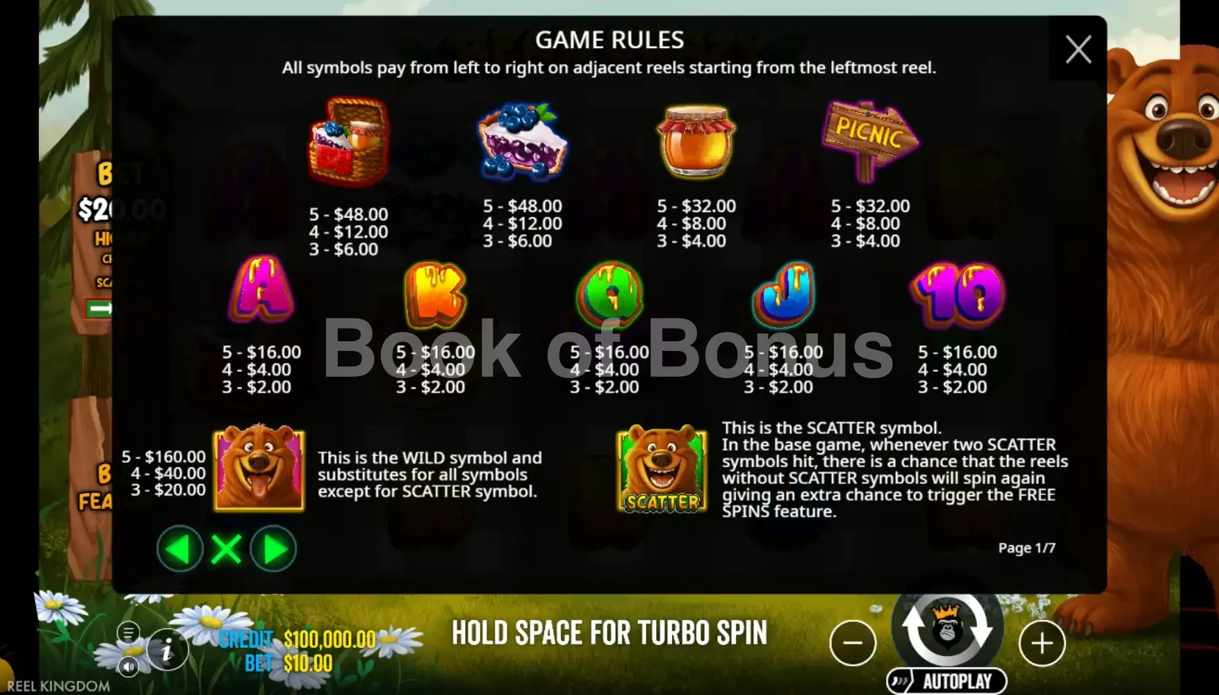 Bear Crazy par Pragmatic Play - table des gains et valeurs des symboles