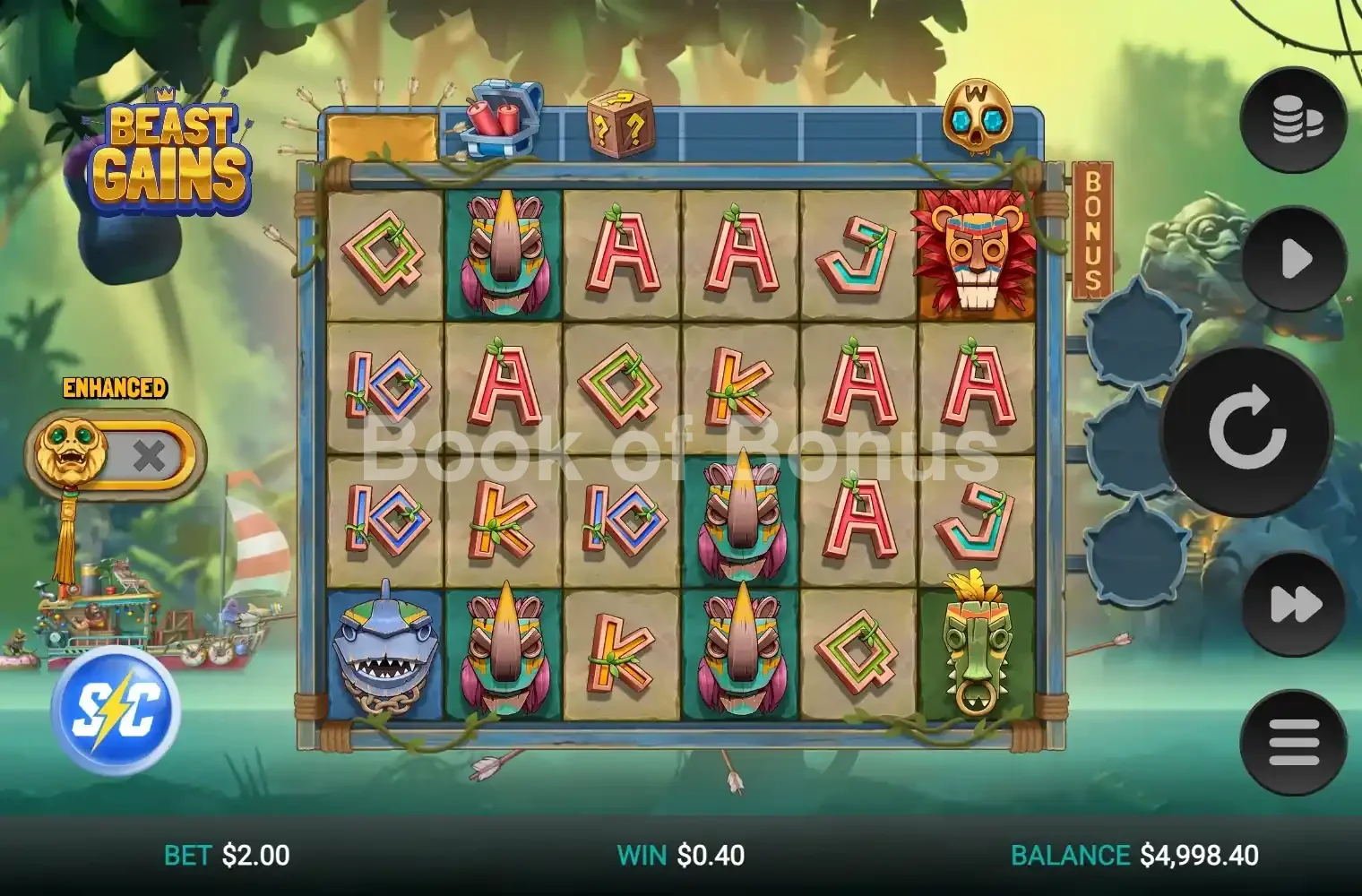 Beast Gains par Relax Gaming - jeu de base et disposition des rouleaux