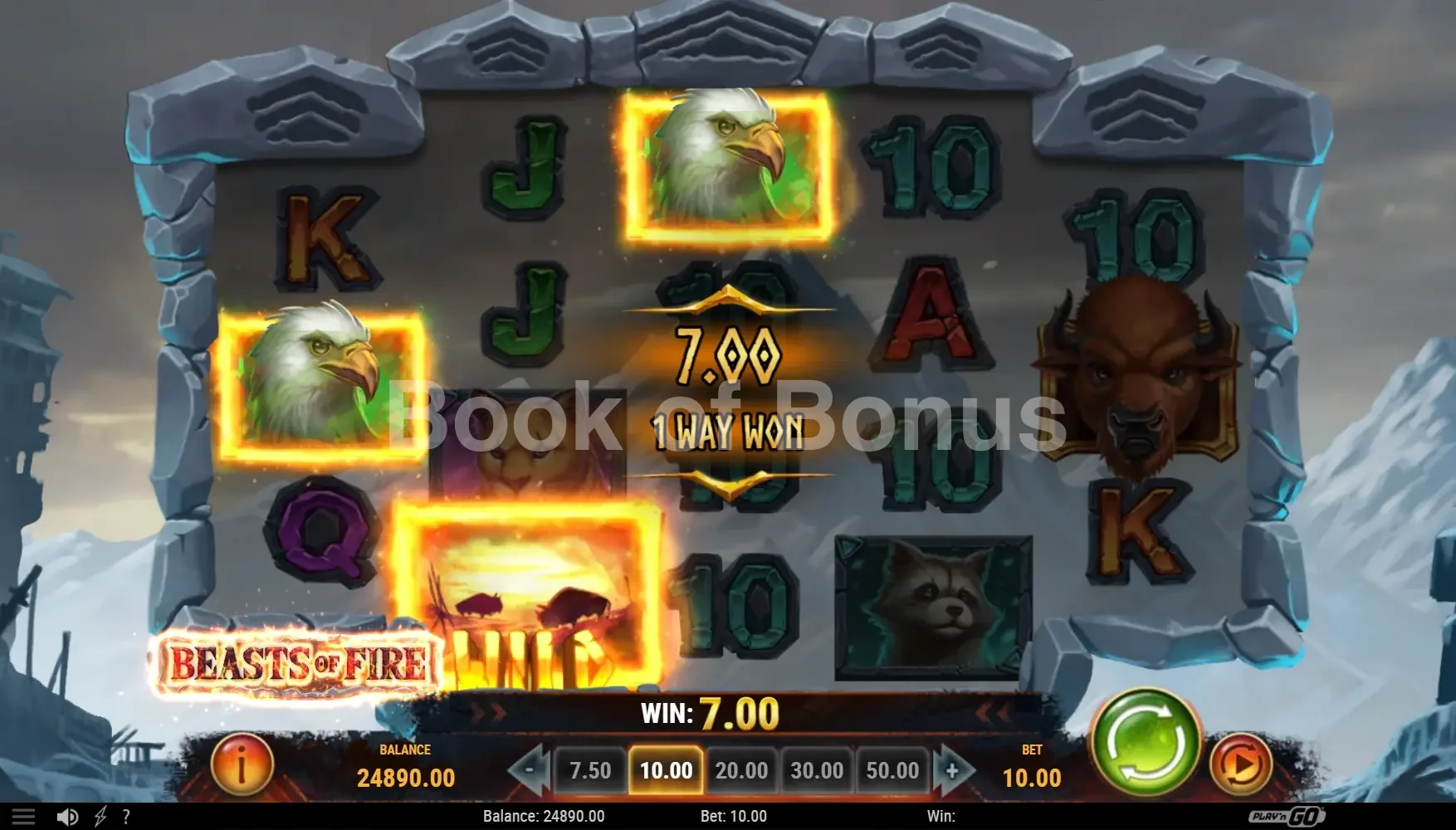 Beasts of Fire par Play'n GO - spin result