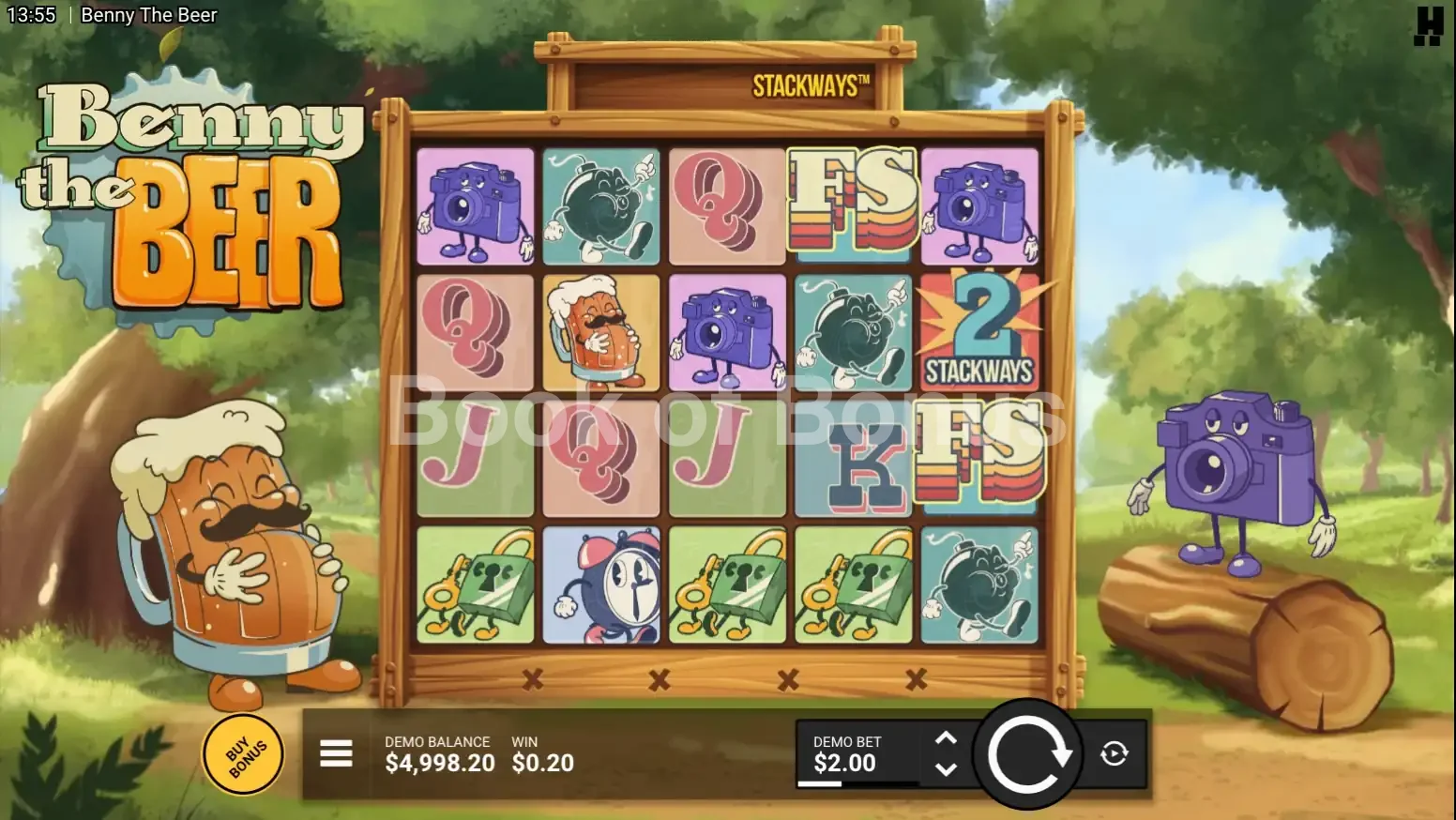 Benny The Beer par Hacksaw Gaming - jeu de base et disposition des rouleaux