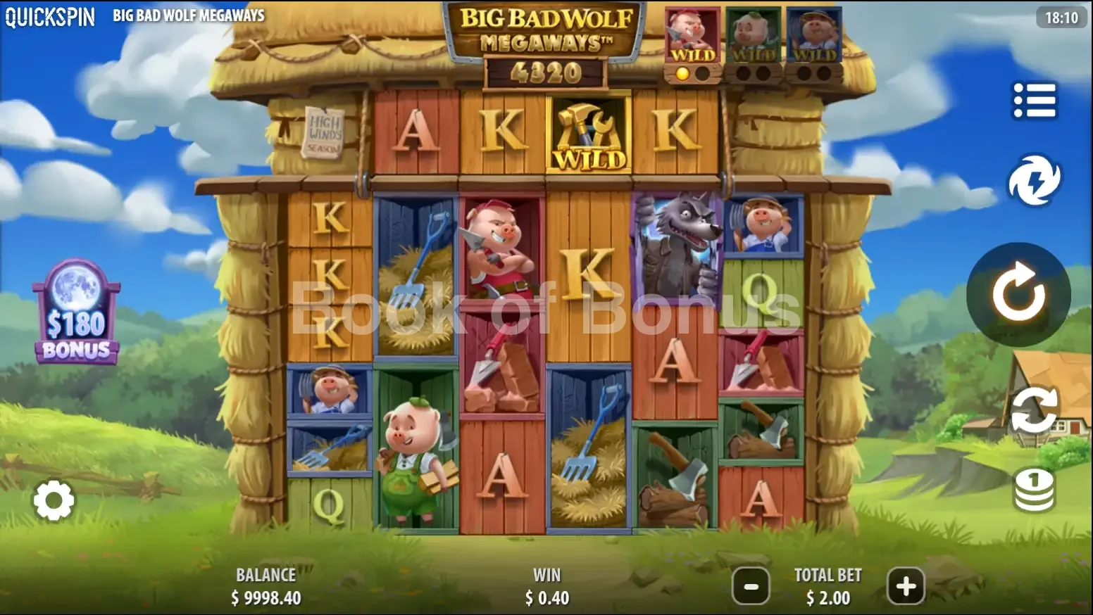 Big Bad Wolf Megaways par Quickspin - jeu de base et disposition des rouleaux