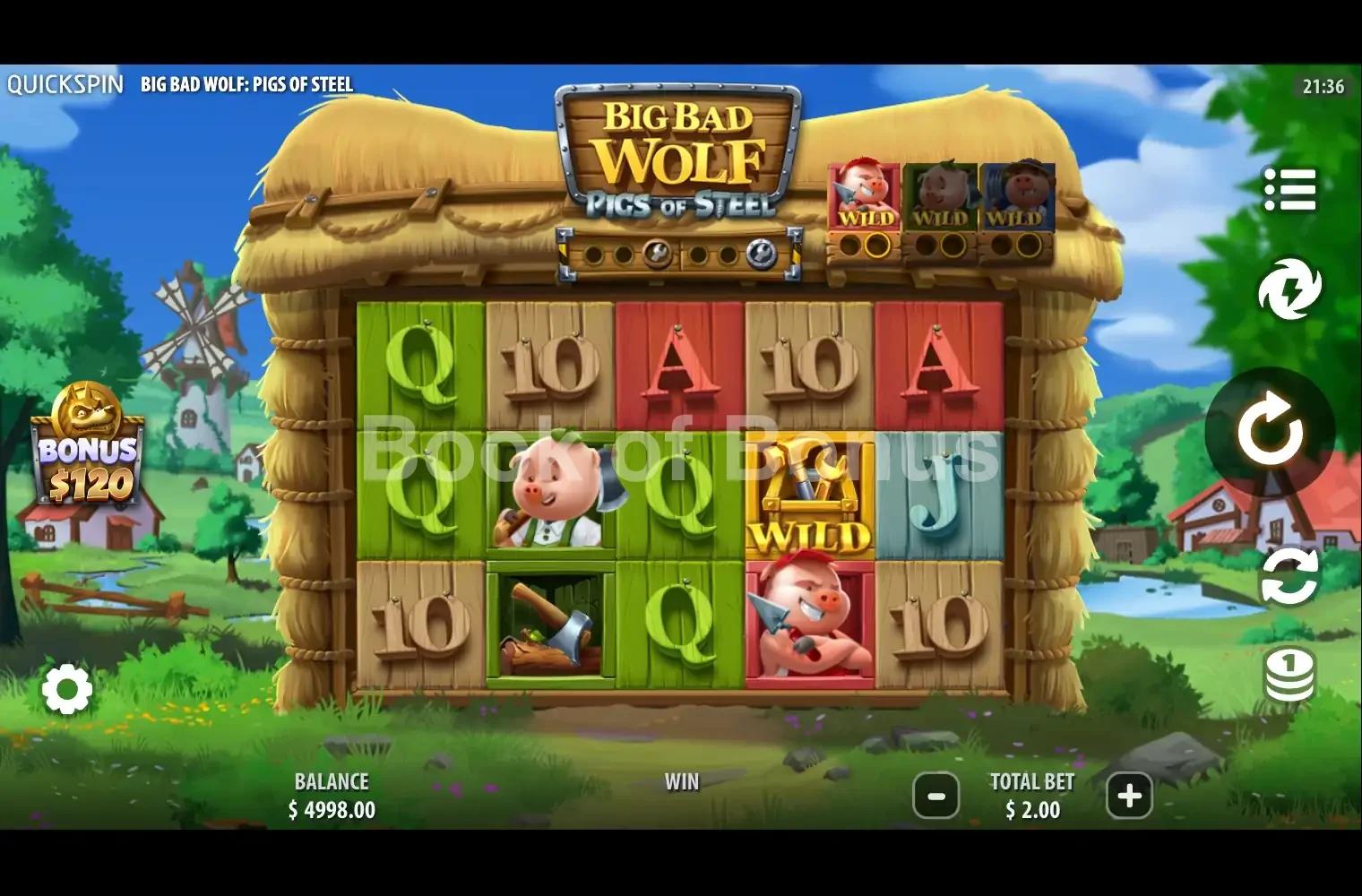 Big Bad Wolf Pigs of Steel par Quickspin - jeu de base et disposition des rouleaux