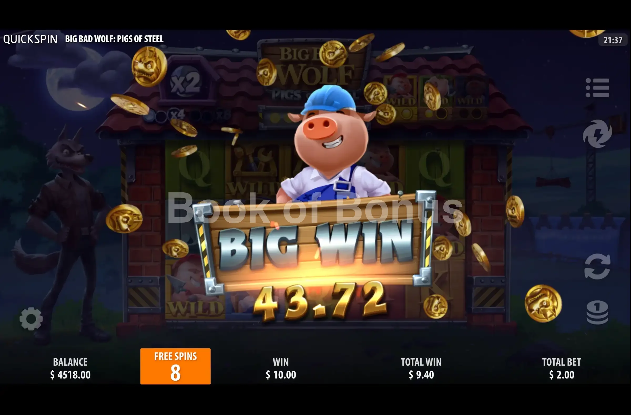 Big Bad Wolf Pigs of Steel par Quickspin - gros gain