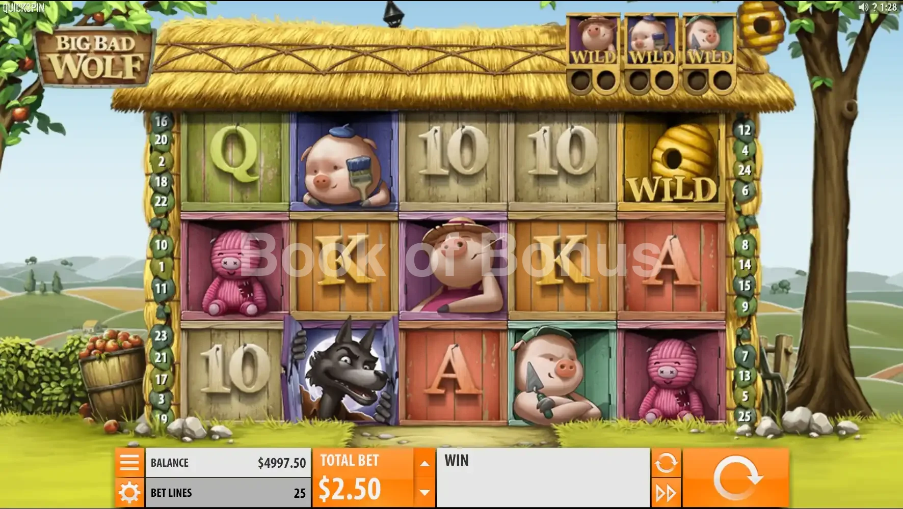 Big Bad Wolf par Quickspin - jeu de base et disposition des rouleaux