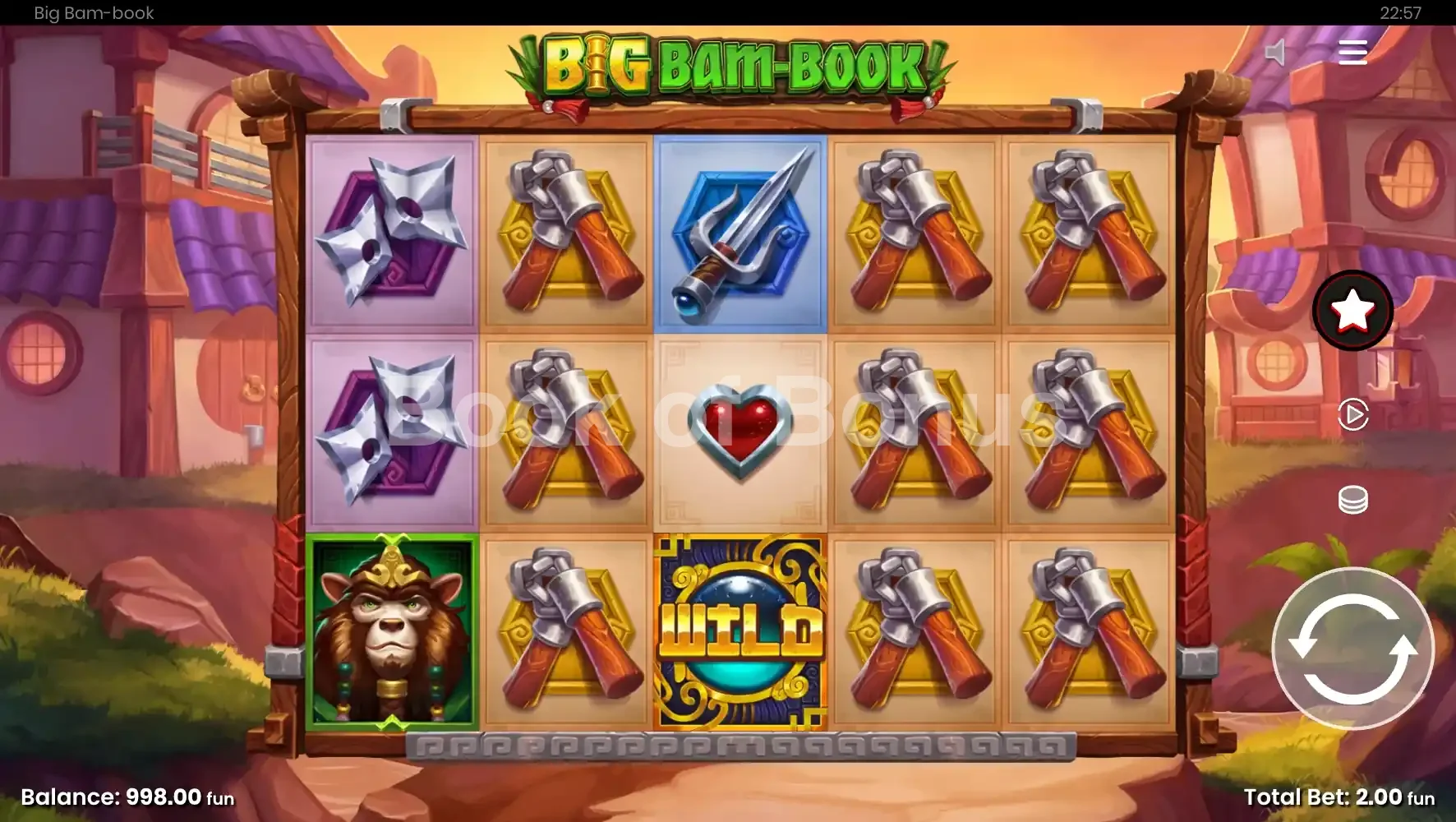 Big Bam-Book par Push Gaming - jeu de base et disposition des rouleaux
