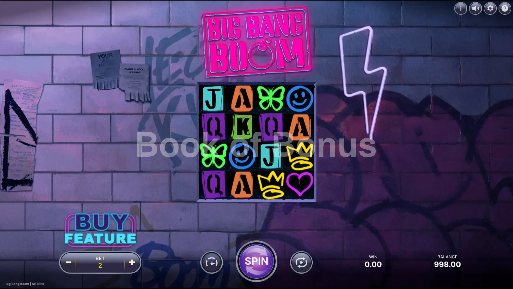 Big Bang Boom par NetEnt - jeu de base et disposition des rouleaux