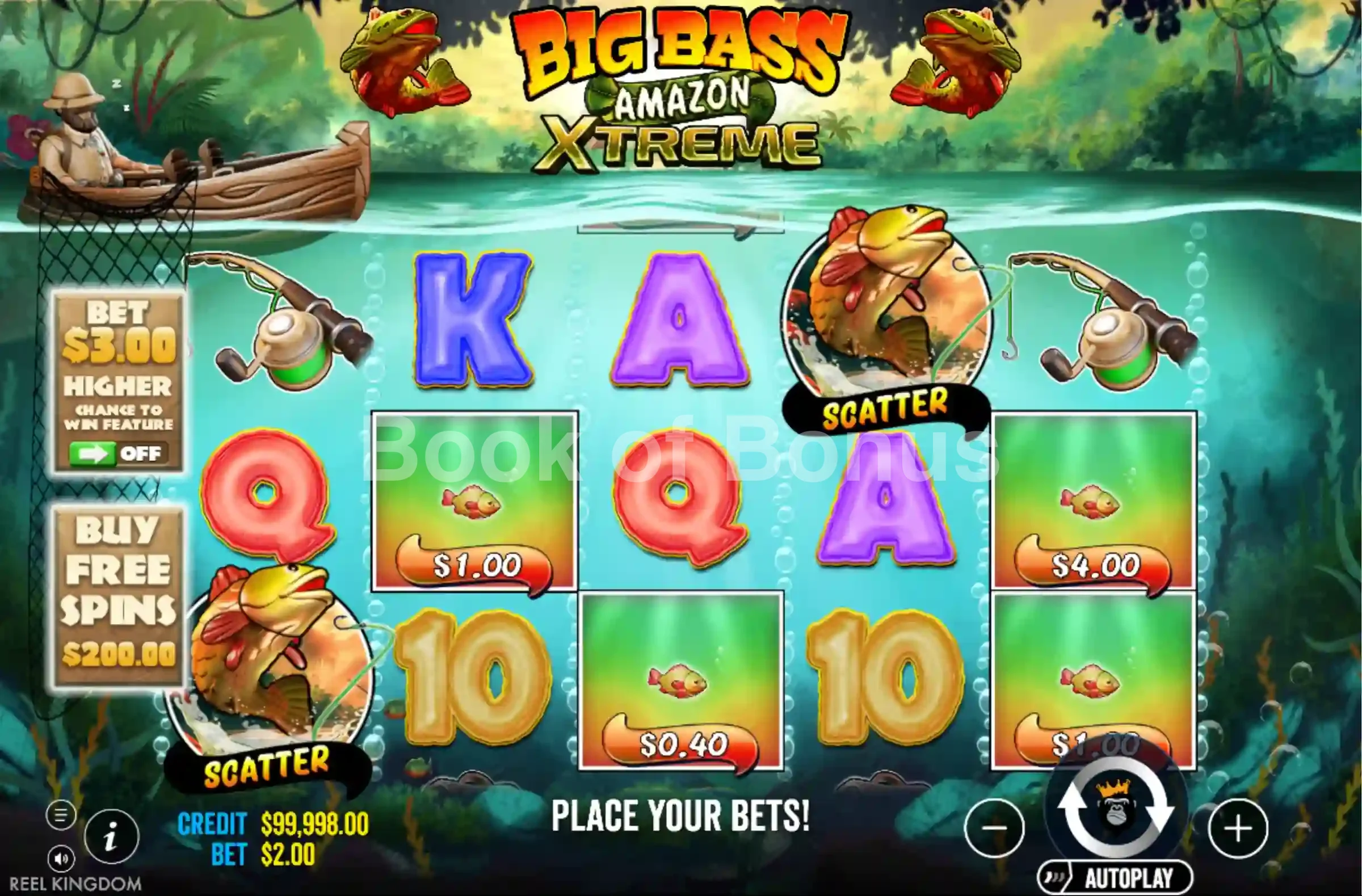 Big Bass Amazon Xtreme par Reel Kingdom - jeu de base et disposition des rouleaux