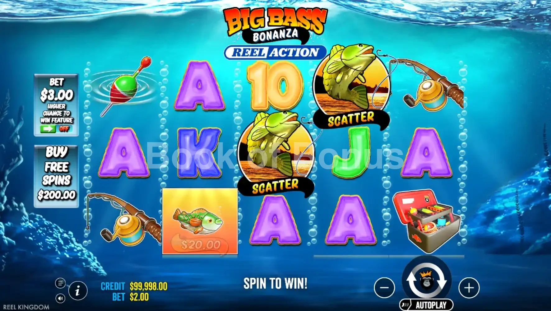 Big Bass Bonanza Reel Action par Reel Kingdom - jeu de base et disposition des rouleaux