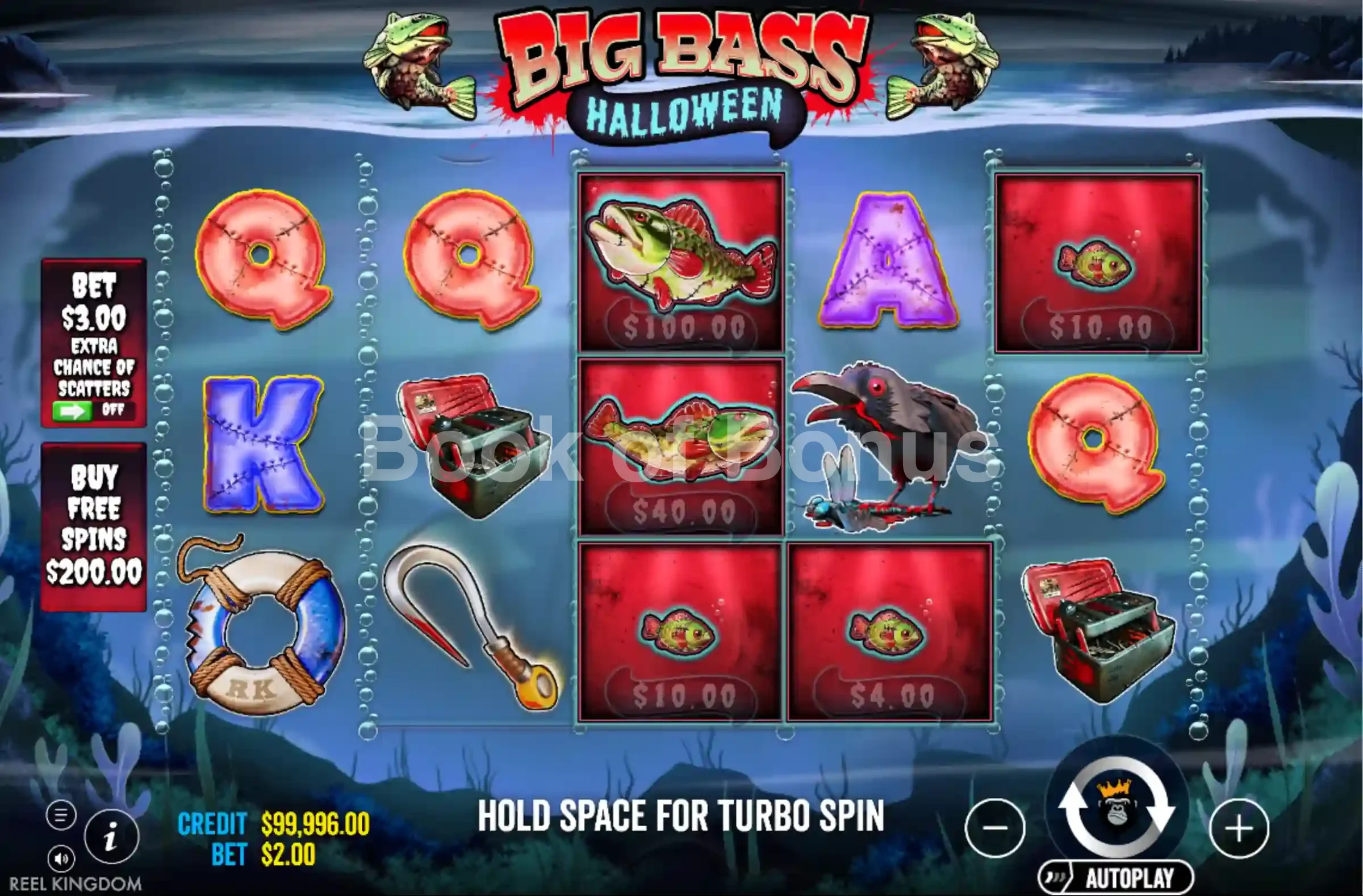Big Bass Halloween par Reel Kingdom - jeu de base et disposition des rouleaux