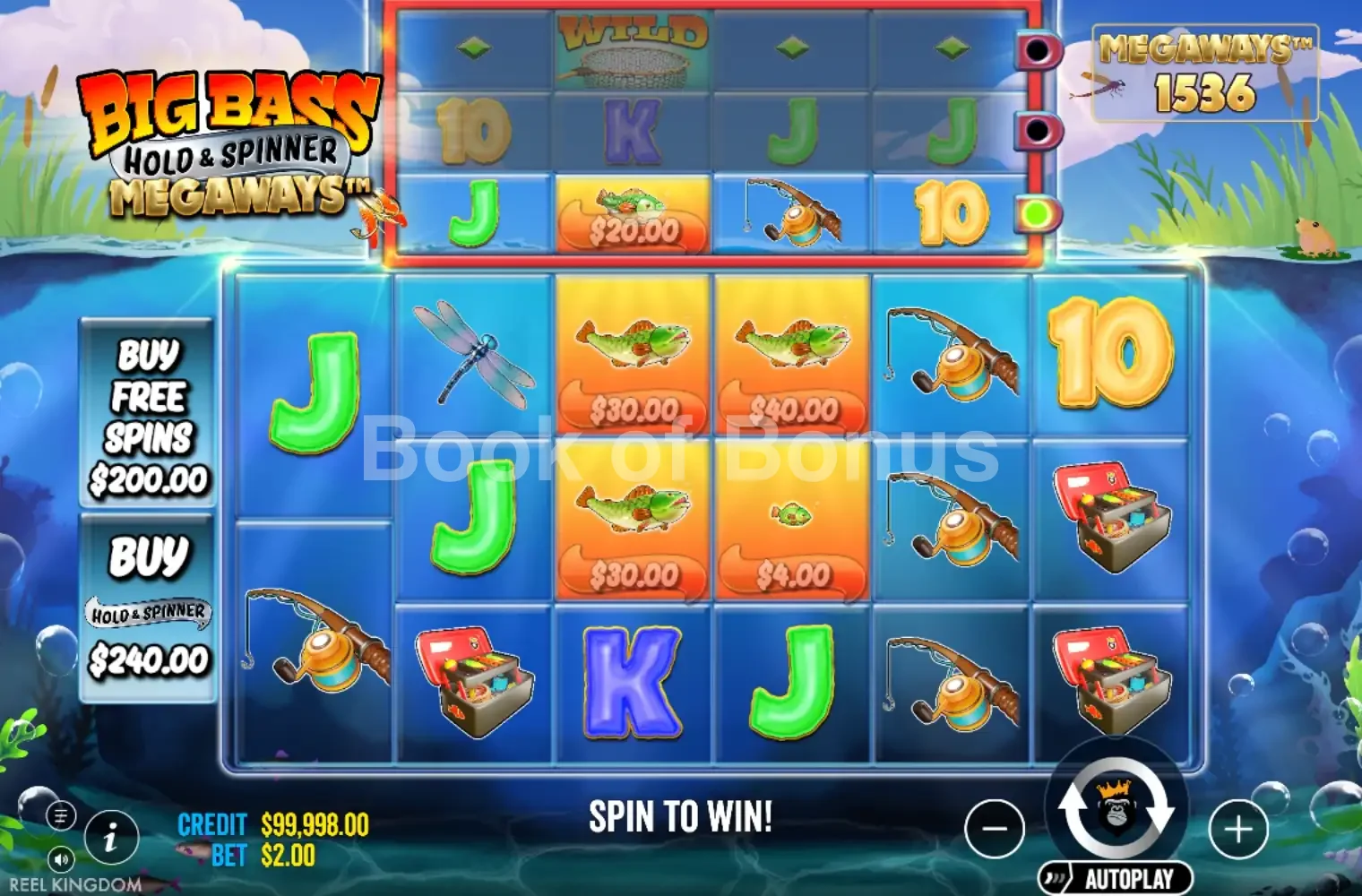 Jeu de base Big Bass Hold & Spinner Megaways