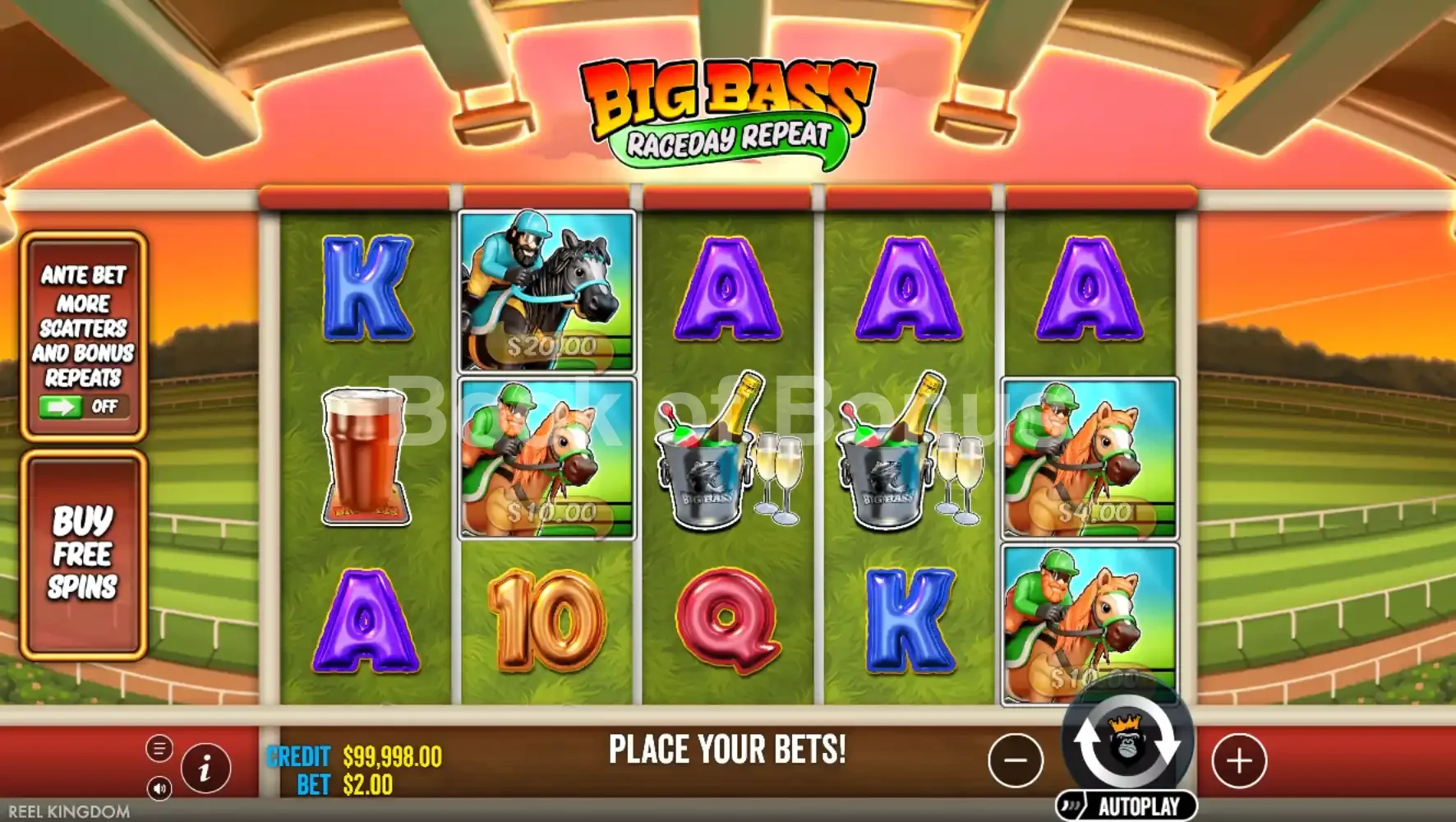 Big Bass Raceday Repeat par Pragmatic Play - jeu de base et disposition des rouleaux